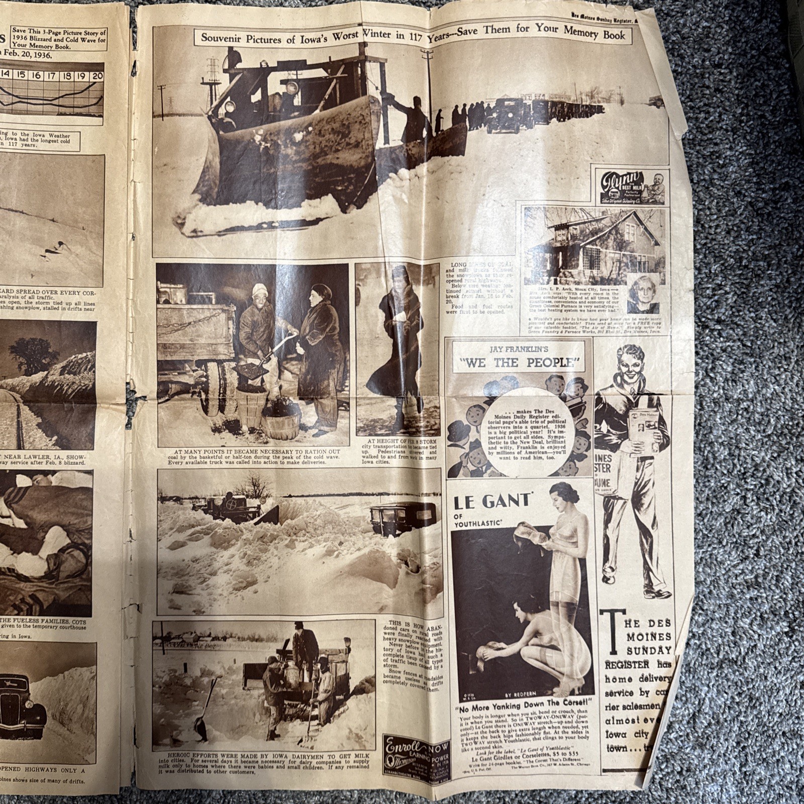 old newspapers lot 1936 Des Moines Sun. Reg. 1946 Cedar Rapids Gazette Iowa Cent
