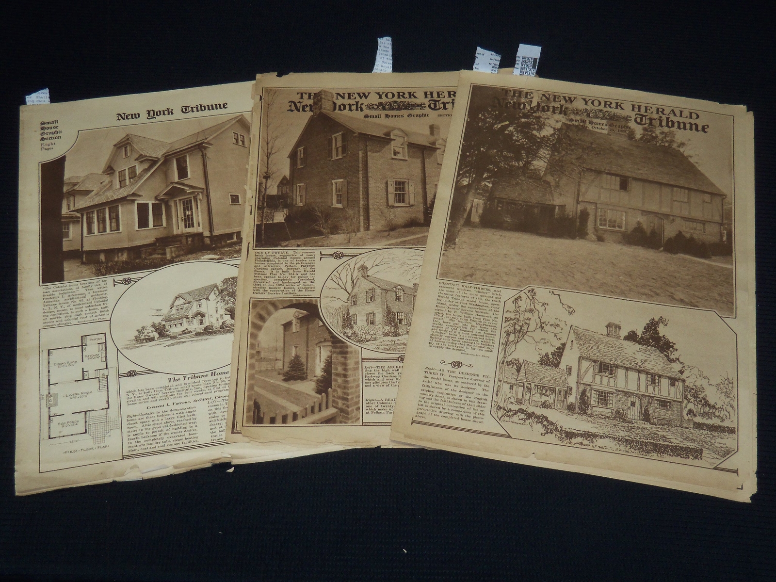 1924-1925 NEW YORK TRIBUNE SMALL HOUSE GRAPHIC SECTIONS LOT OF 3 – NP 8943