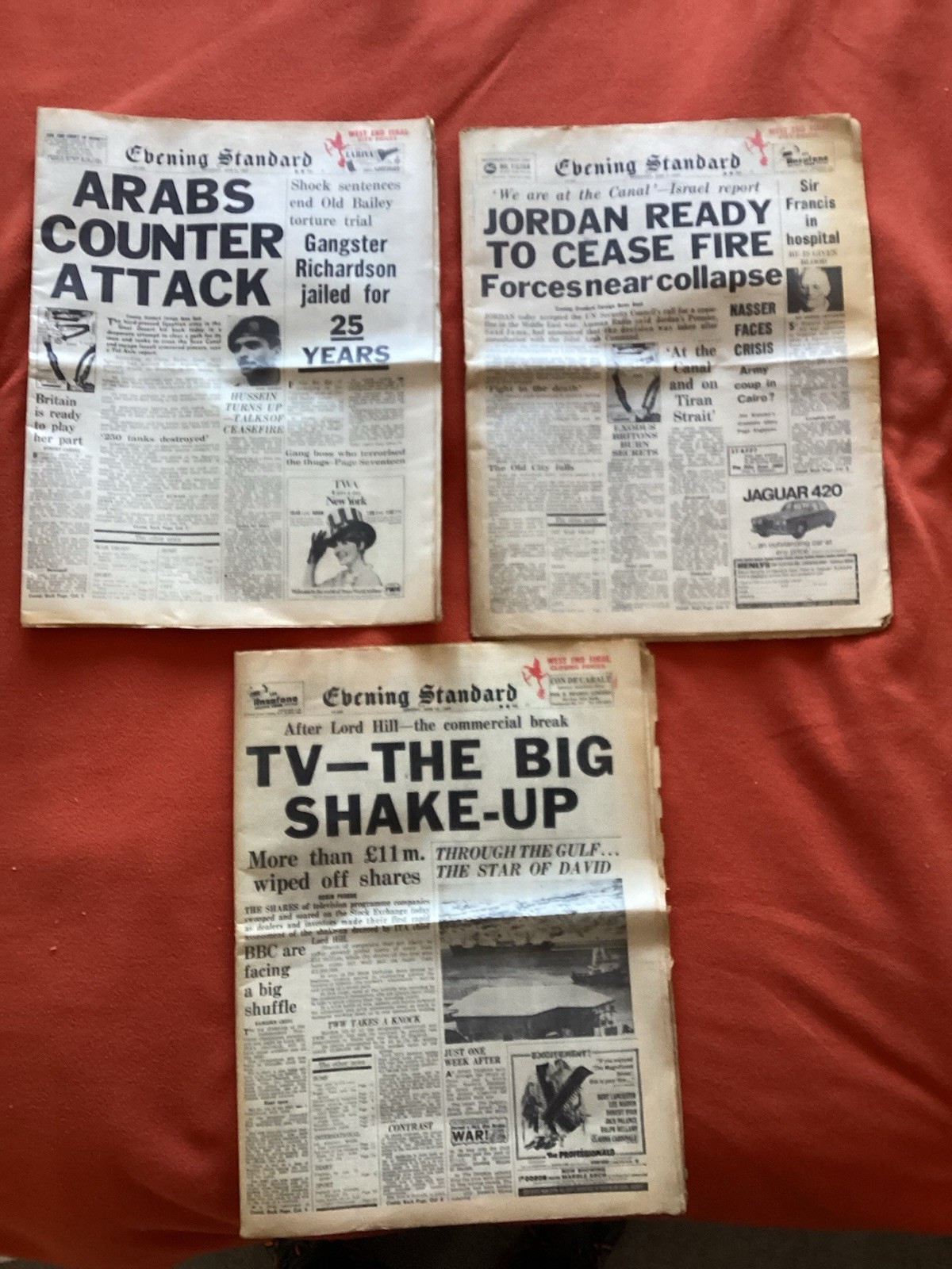 6 Day war Israel Standard June 7 8 12 June 1967 Bundle Original Newspaper X 3