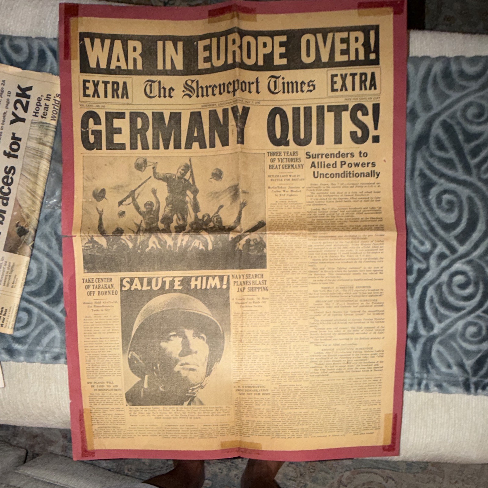The Shreveport Times EXTRA Newspaper “WAR IN EUROPE OVER! GERMANY QUITS!”