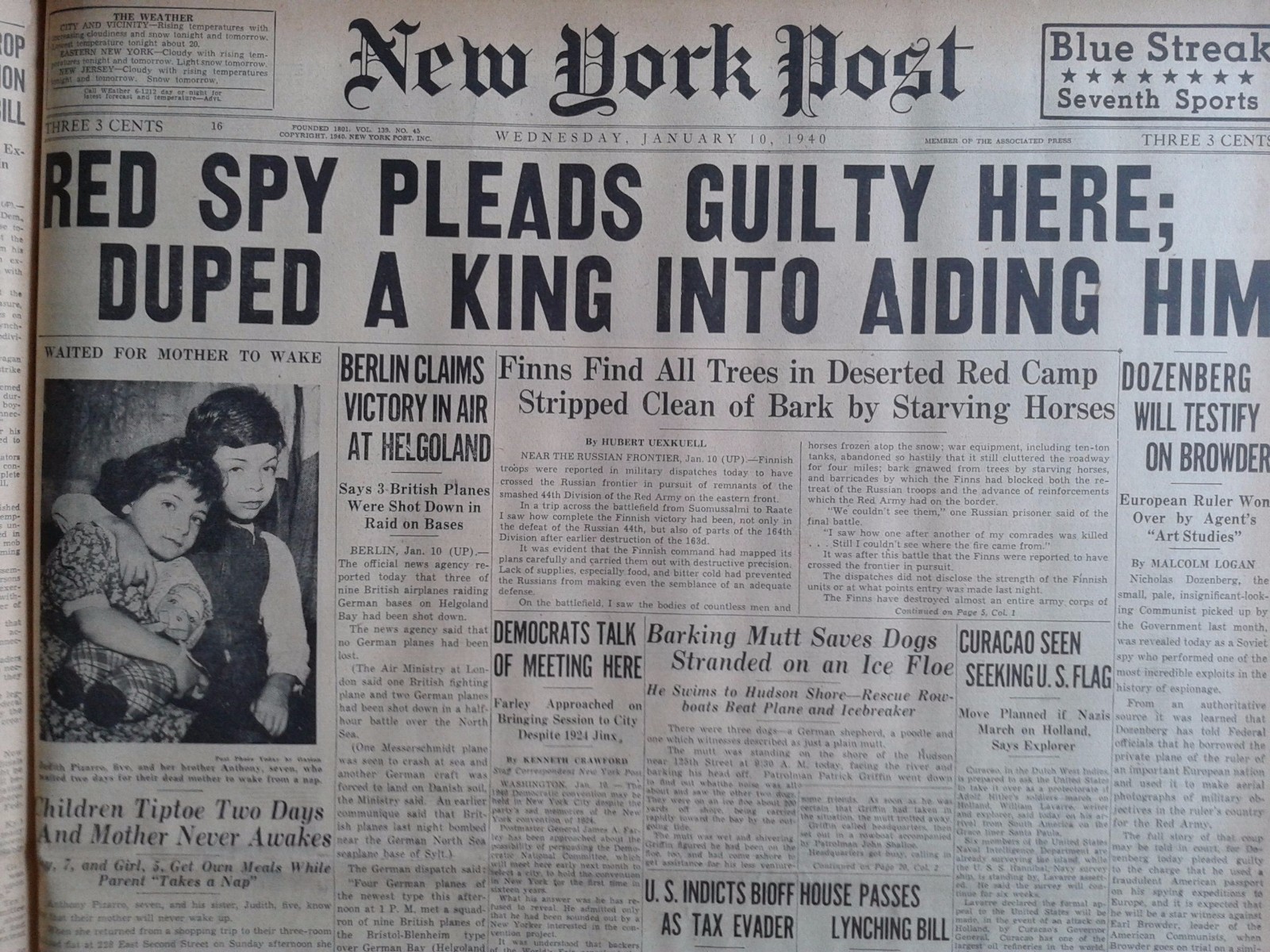1-1940 January 10 RED SPY PLEADS GUILTY HERE DUPED A KING INTO AIDING HIM.