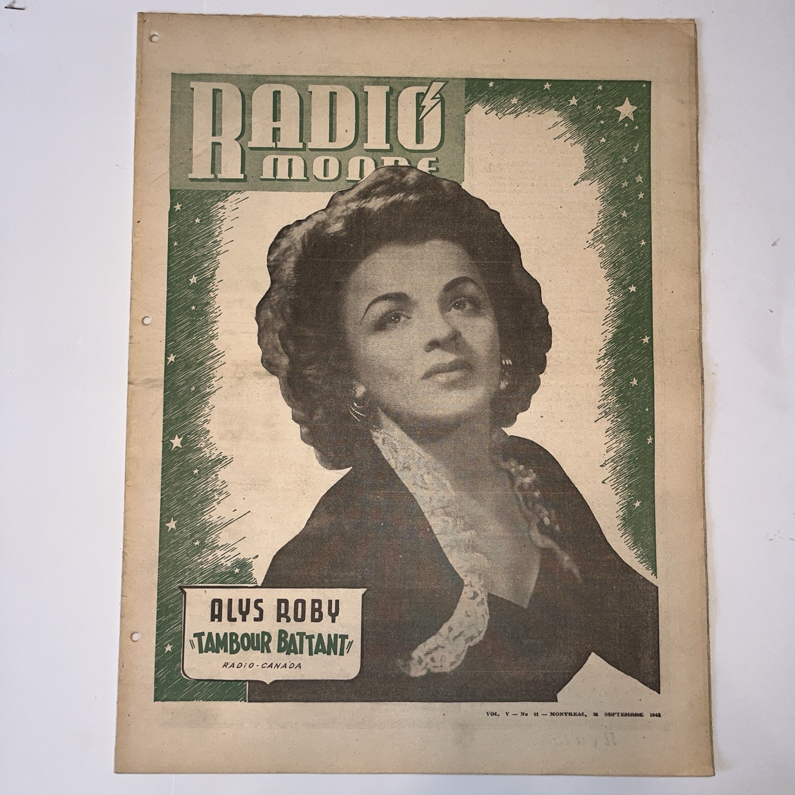 Alys Roby Radiomonde 1940’s Journal Radio-Canada Québec RARE
