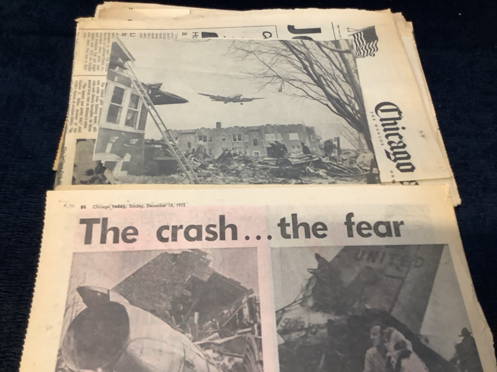 Vintage Newspapers & Clippings Midway Airport Chicago Illinois Plane Crash 1972