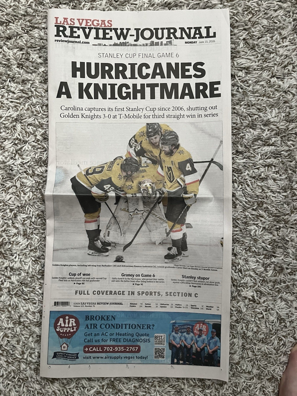 Las Vegas Review Journal Full Exclusive Coverage Canes vs Knights All 6 Games