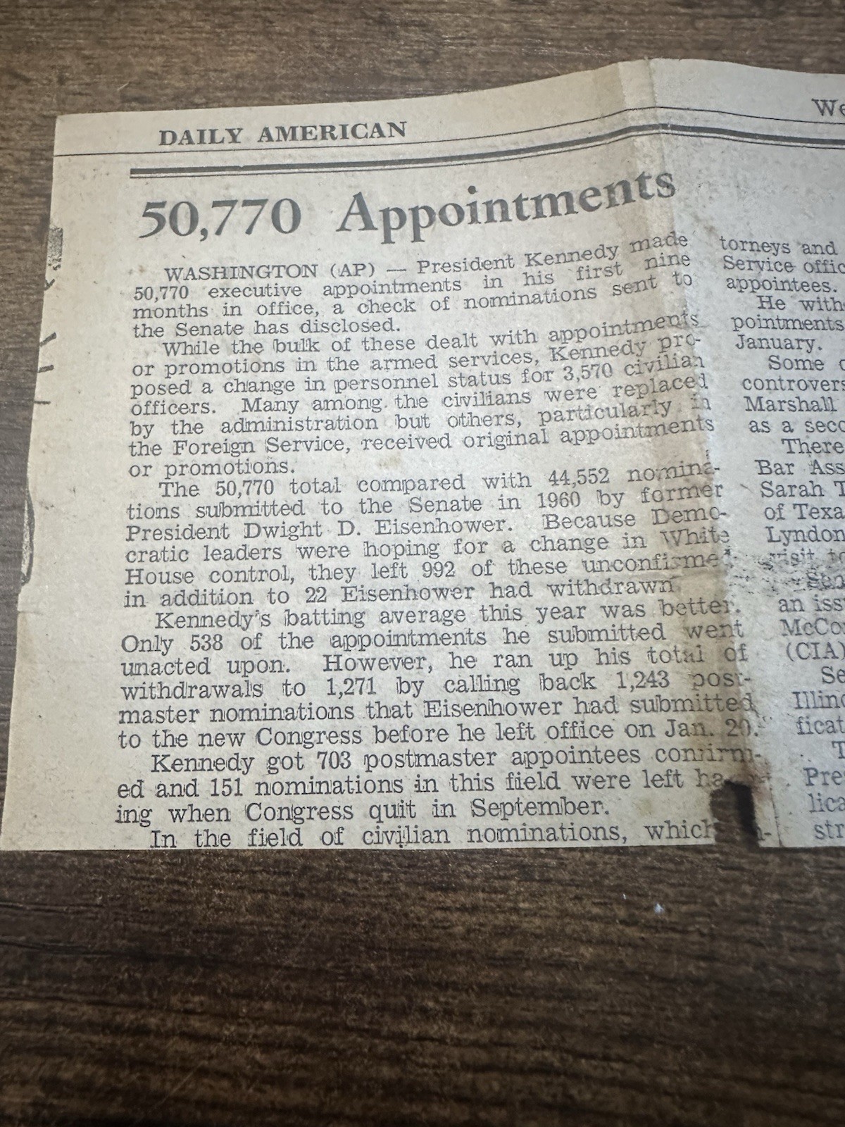 Vintage 1961 Daily American Luigi Einaudi Death Newspaper Clipping Italy