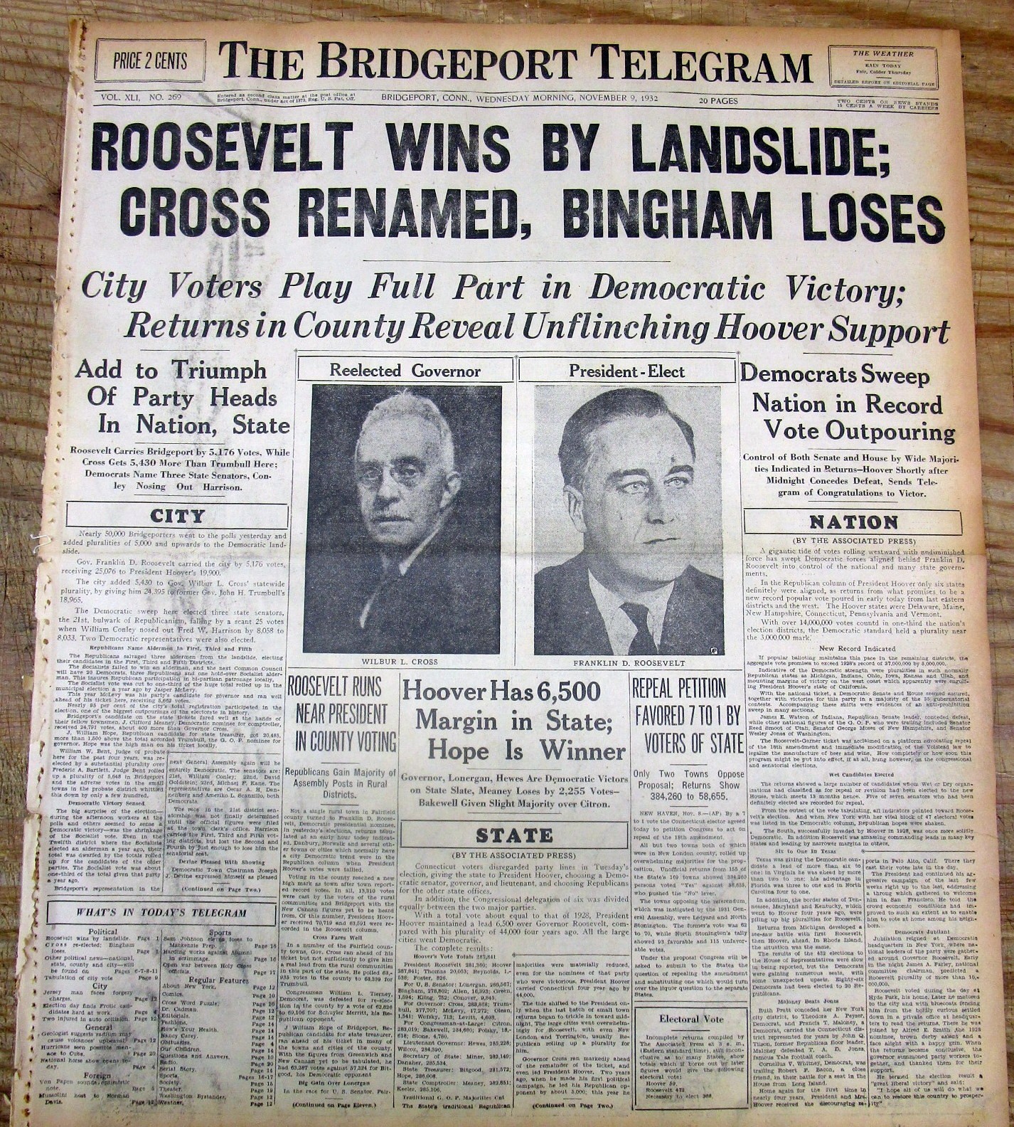 Best 1932 display newspaper FRANKLIN D ROOSEVELT is ELECTED PRESIDENT of the US