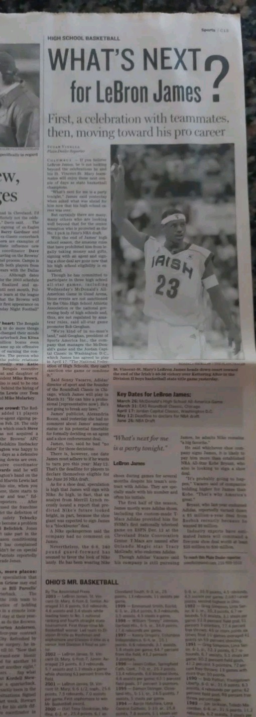 Plain Dealer newspaper LeBron James lot of 3 – 2003 high school 2004 ROY 2007