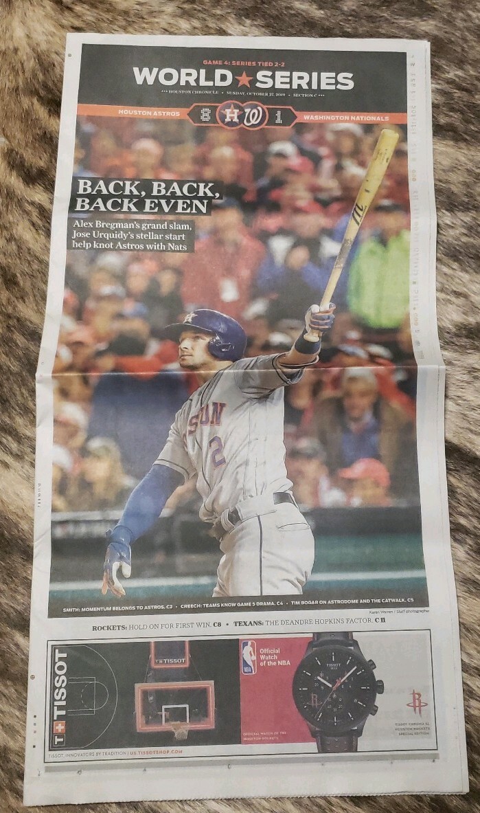 2019 World Series game 4 Houston Chronicle newspaper ASTROS NATIONALS ??
