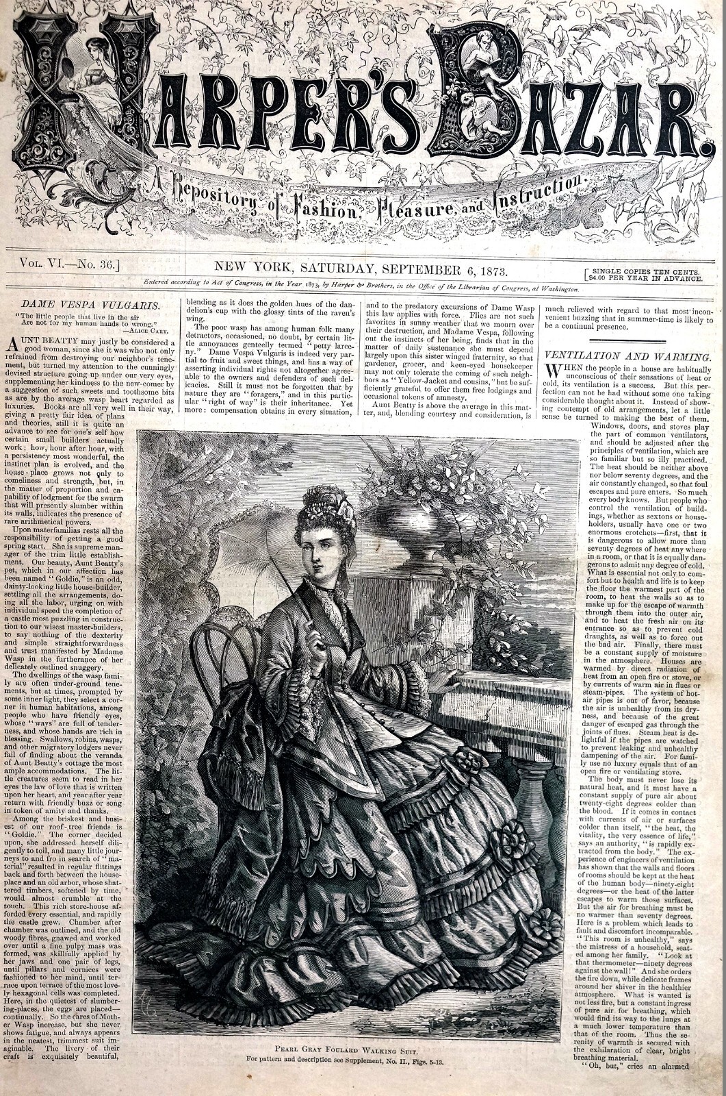 Harper’s Bazar Newspaper 9-6-1873 VICTORIAN FASHION BOYS and GIRLS SUITS DRESSES