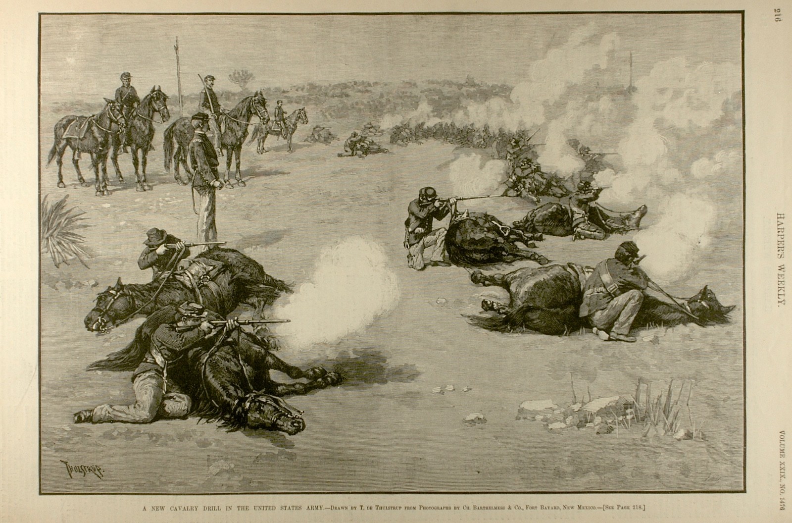 1885 Harper’s Weekly Woodblock Print»New Cavalry Drill in US Army/New Mexico