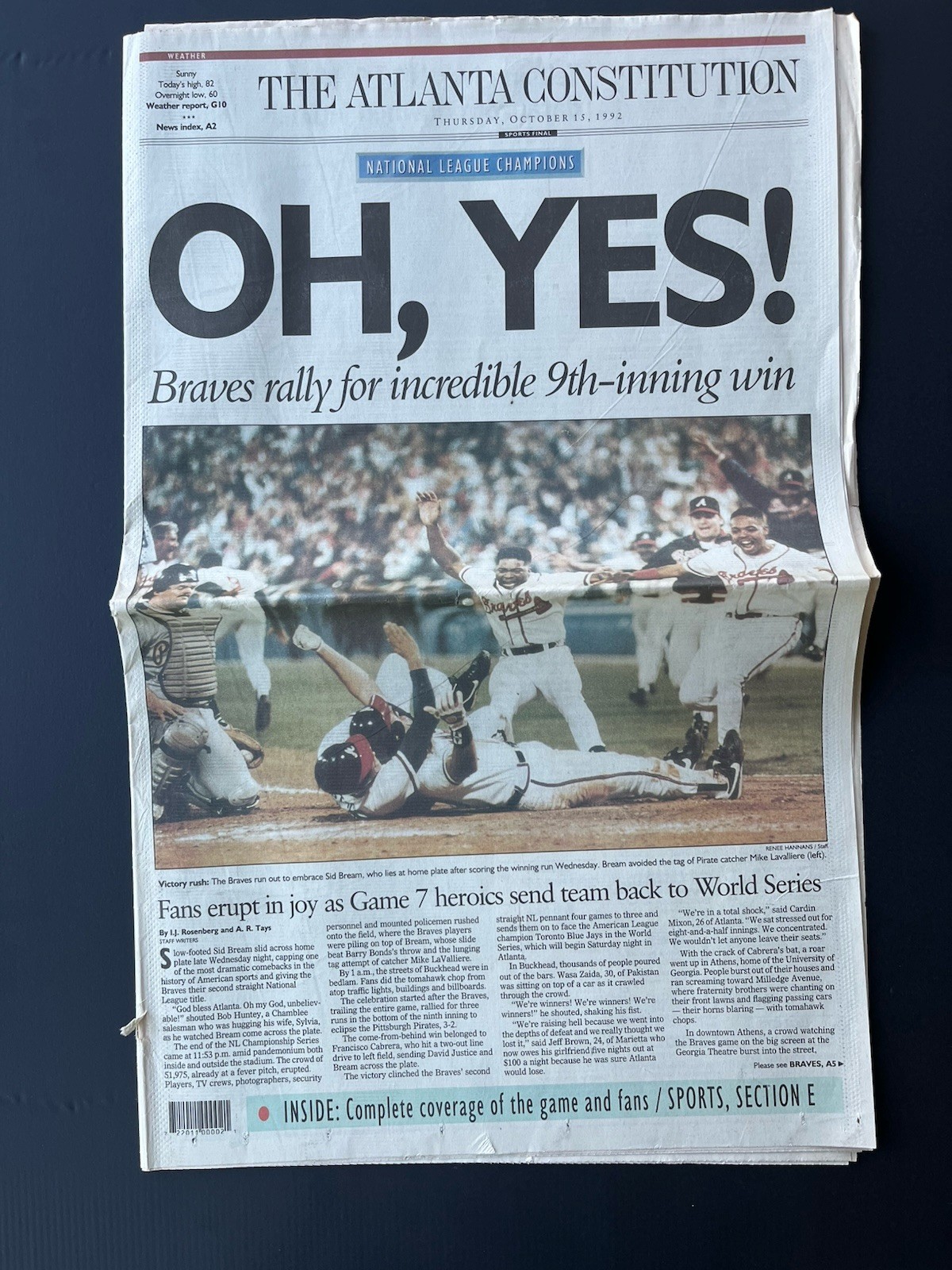 1991 & 1992 Atlanta Braves Baseball Newspapers/ National League Champions