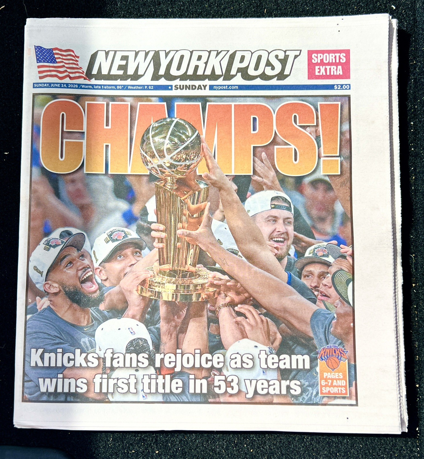 CHAMPS! KNICKS WIN NBA FINALS! WE’RE NUMBER BRUN! New York Post 6/14/2026
