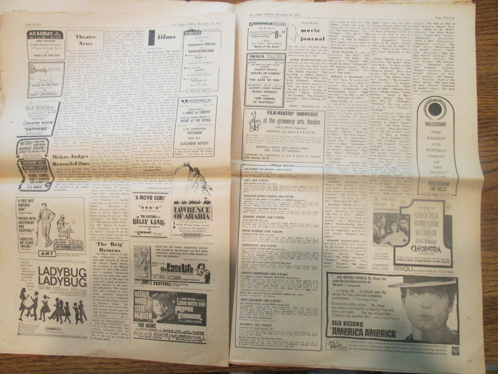 Vintage 1960s Greenwich VILLAGE VOICE Newspaper Lot Politics Art Music Theater a
