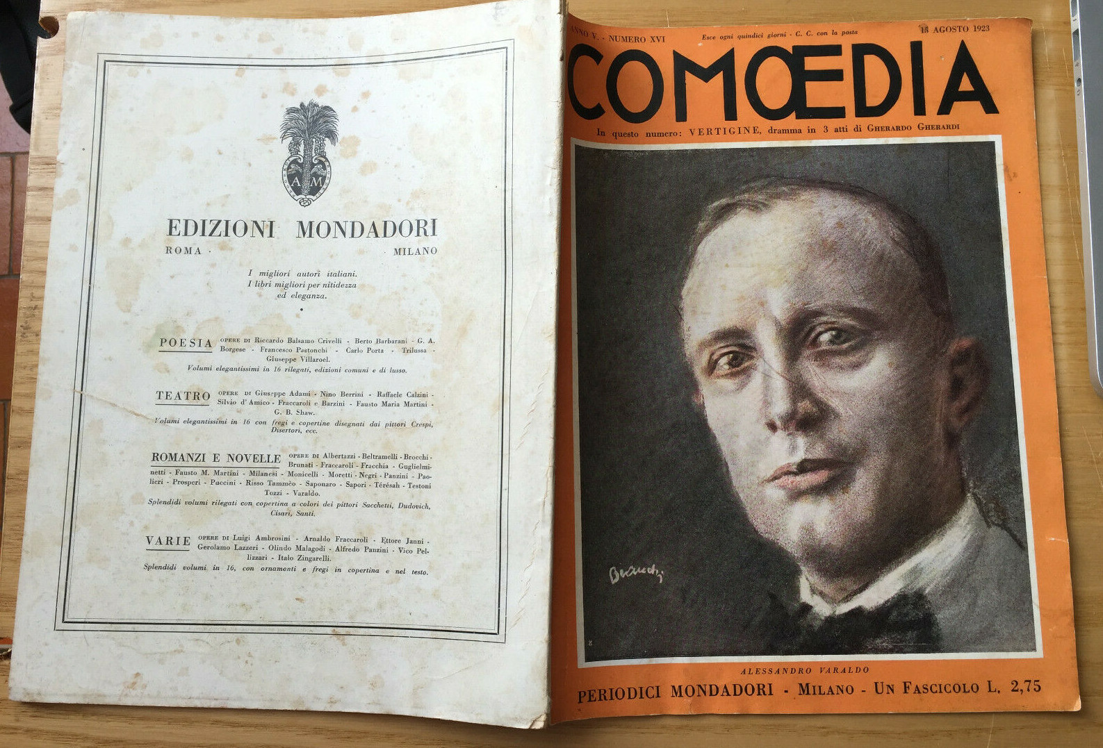 MONDADORI COMEDIA PERIODICO COMEDIA E VITA THEATRALE N° 16 1923 GHERARDI 02/19