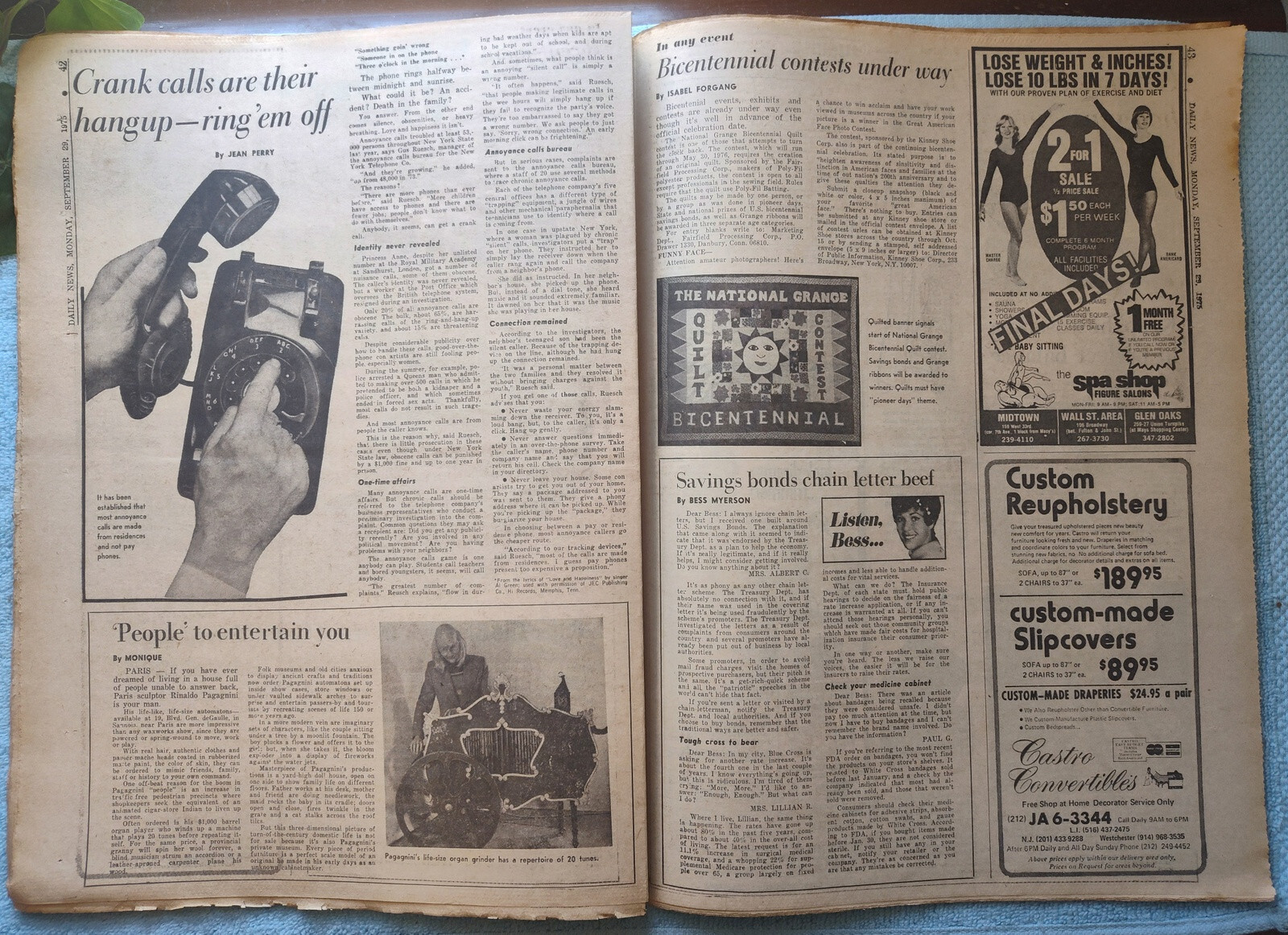New York Daily News 29 Sept 1975 Plane Crashed in Linden Home Redskins Football+