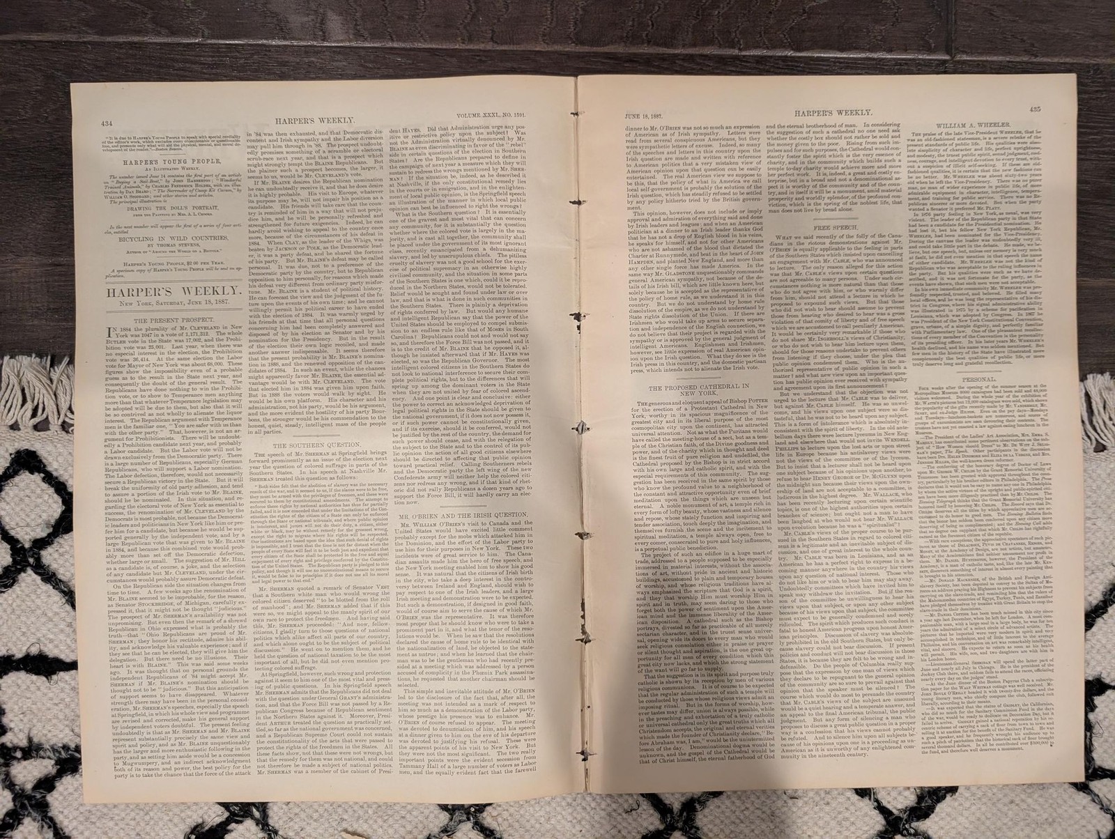 Harper’s Weekly — June 18, 1887 — ACTORS’ MONUMENT, Remington Horse Racing