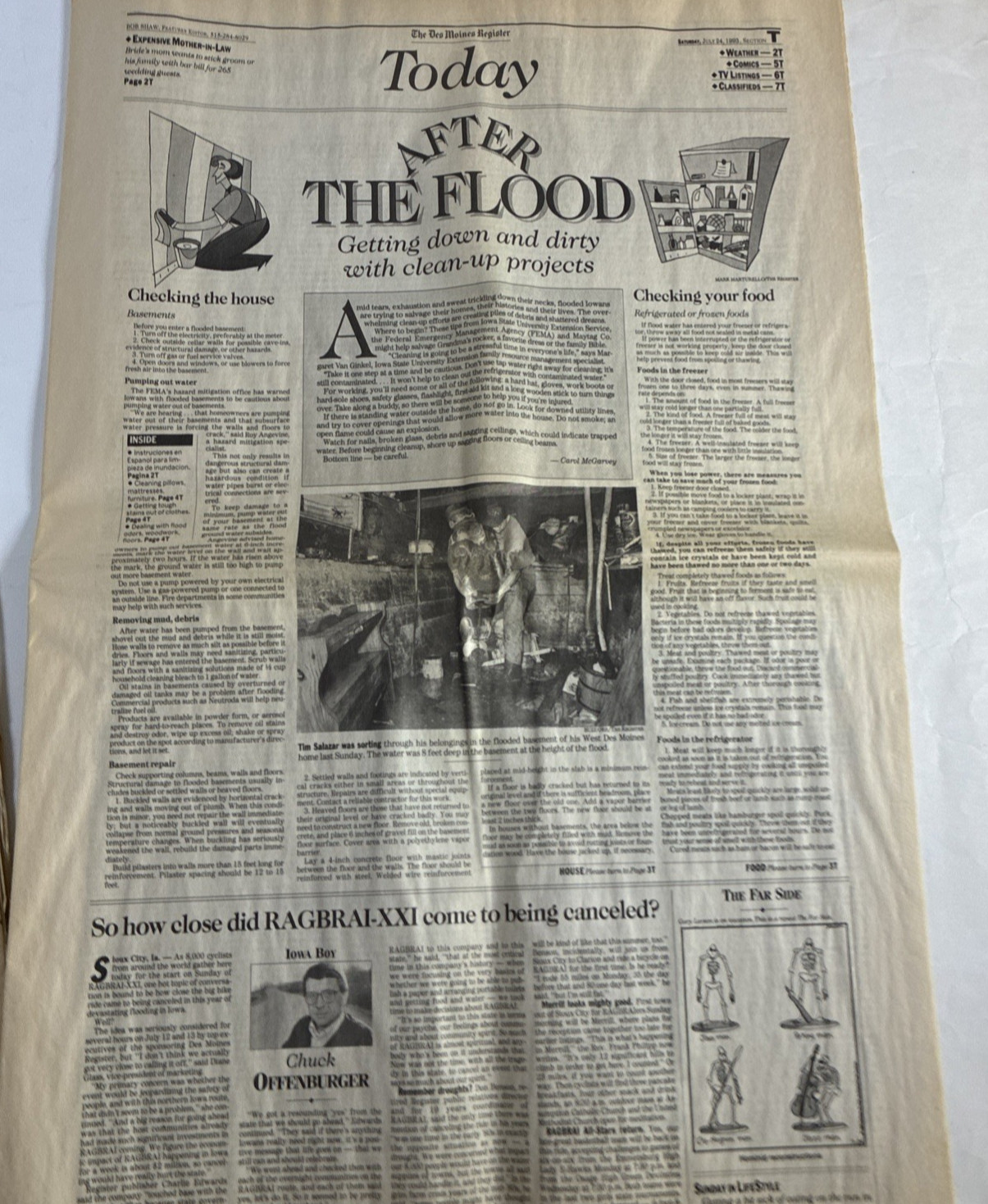 Des Moines Register July 24 1993 Newspaper Iowa Flood of 93 Historic Clean Up