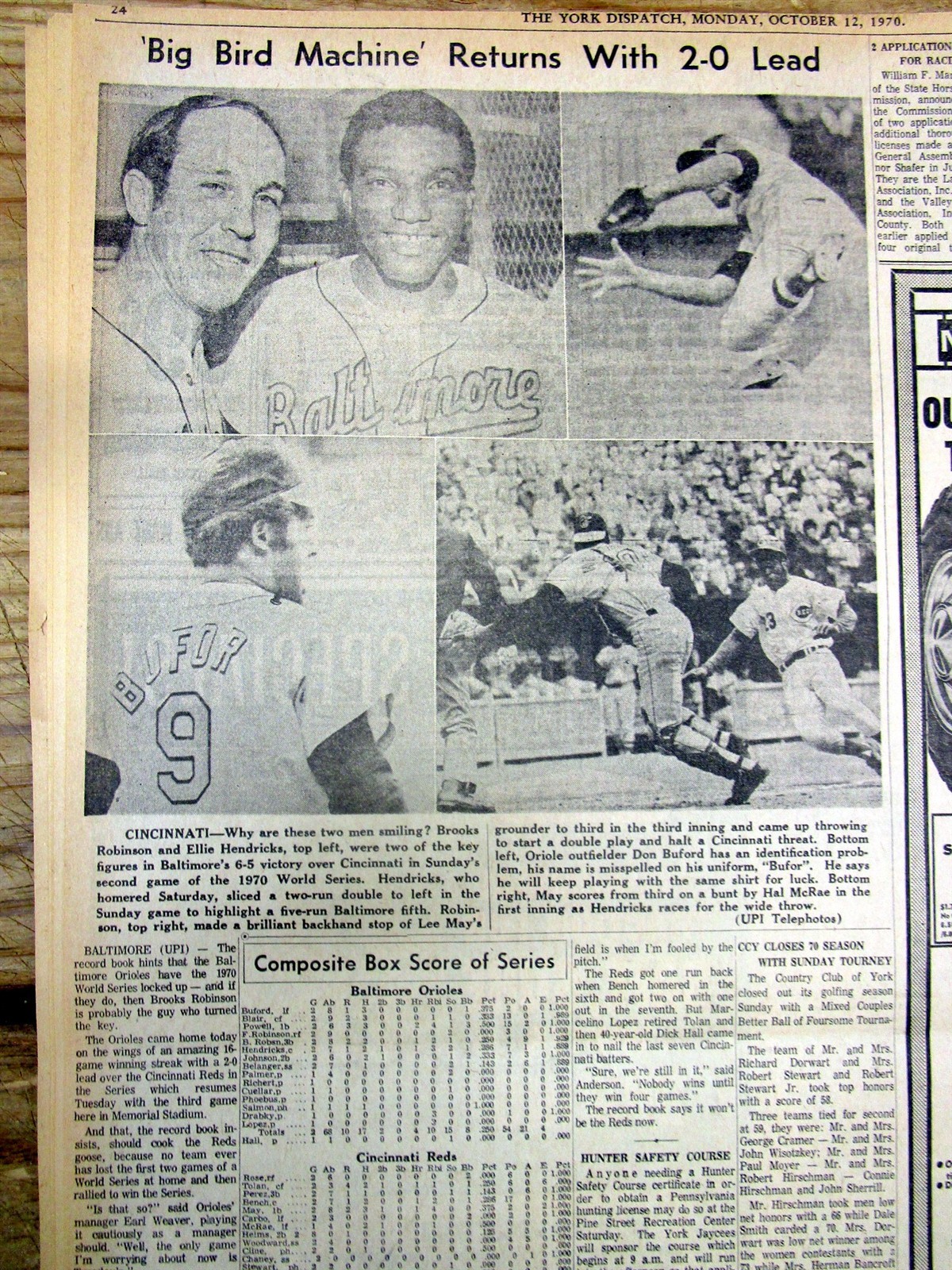 8 1970 newspapers BALTIMORE ORIOLES win baseball WORLD SERIES vs Cincinnati Reds