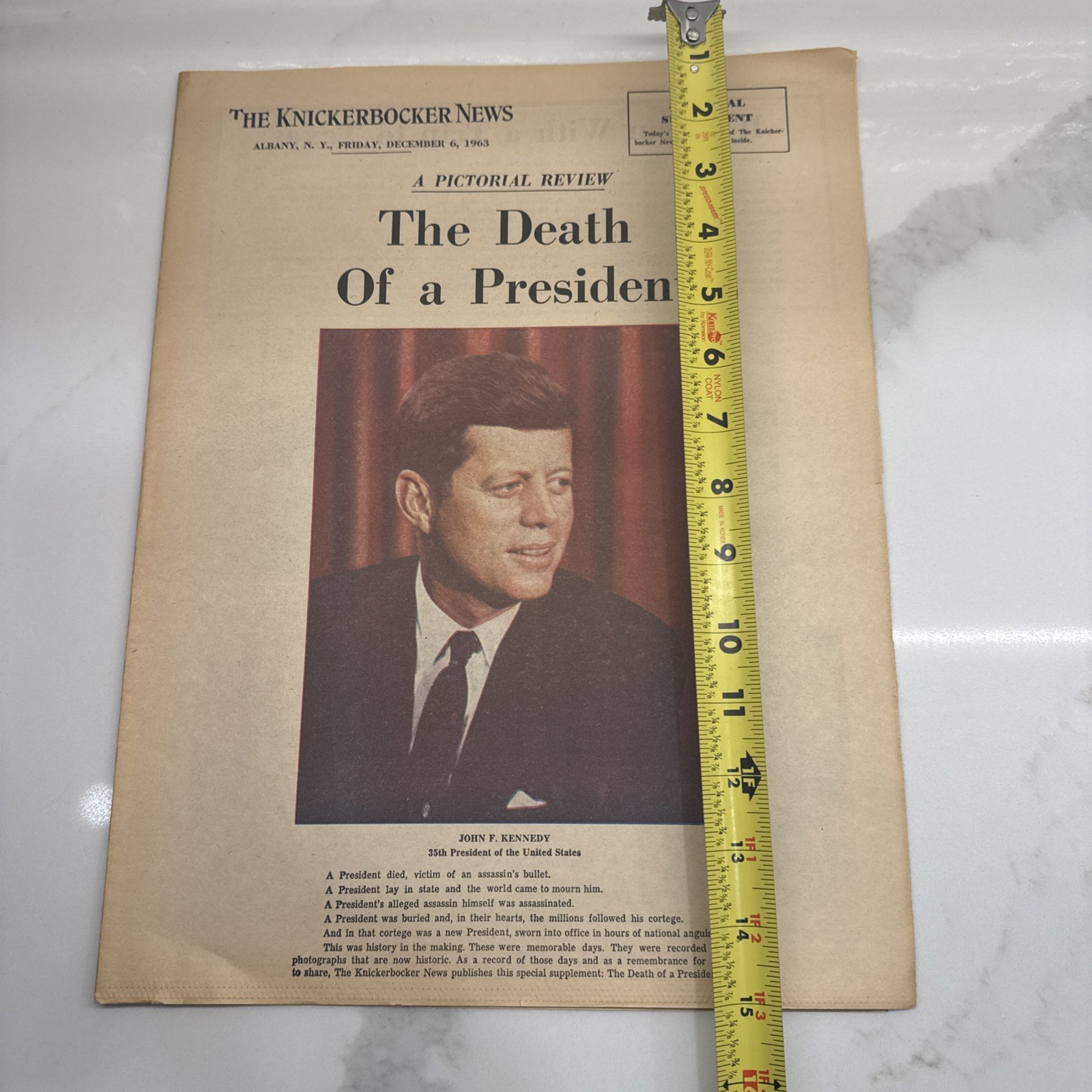 1963 Dec 6 KNICKERBOCKER NEWS Newspaper Special Supplement JFK Death LOT OF 12