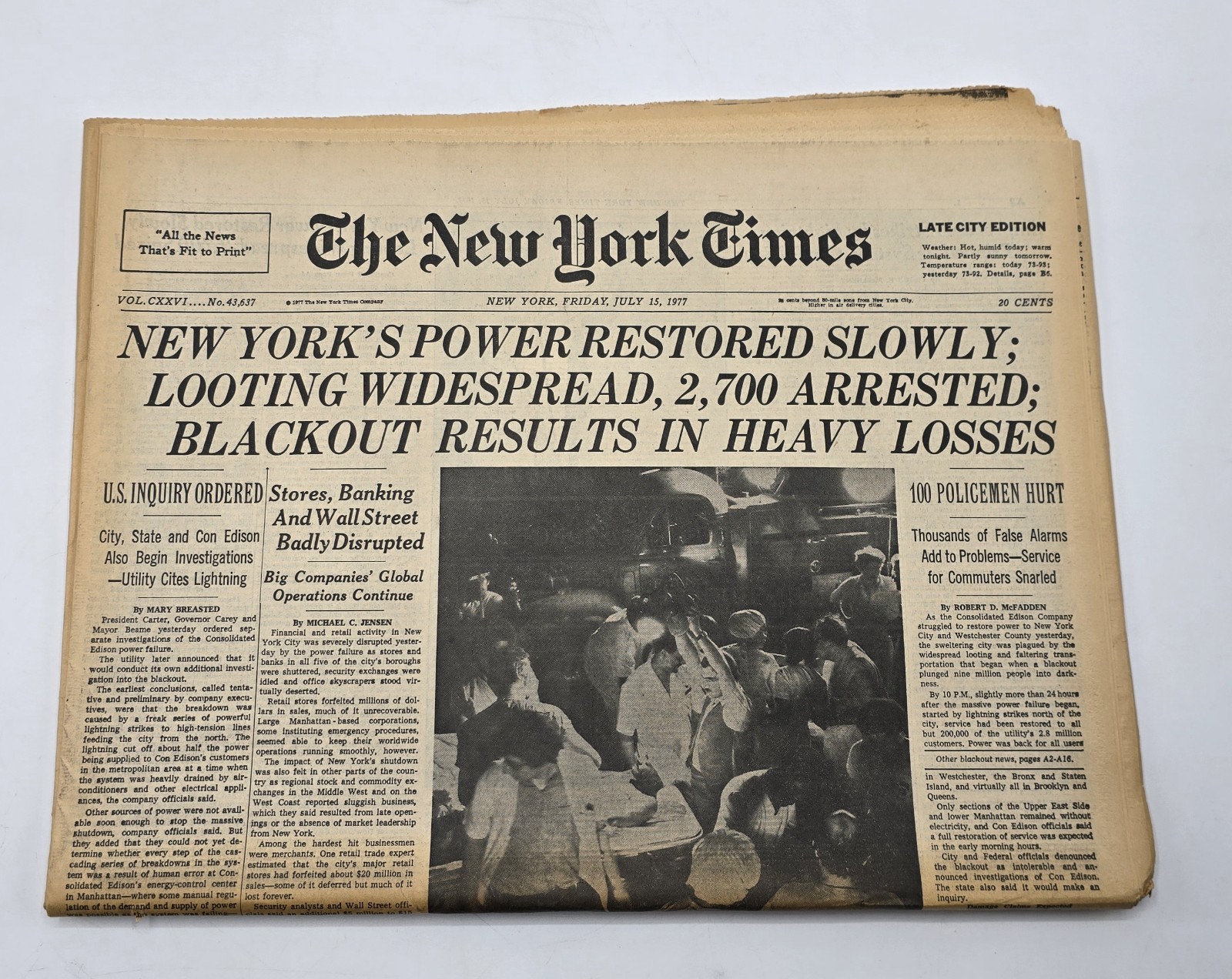 NY Times-New York City Blackout -July 1977-COMPLETE NEWSPAPER