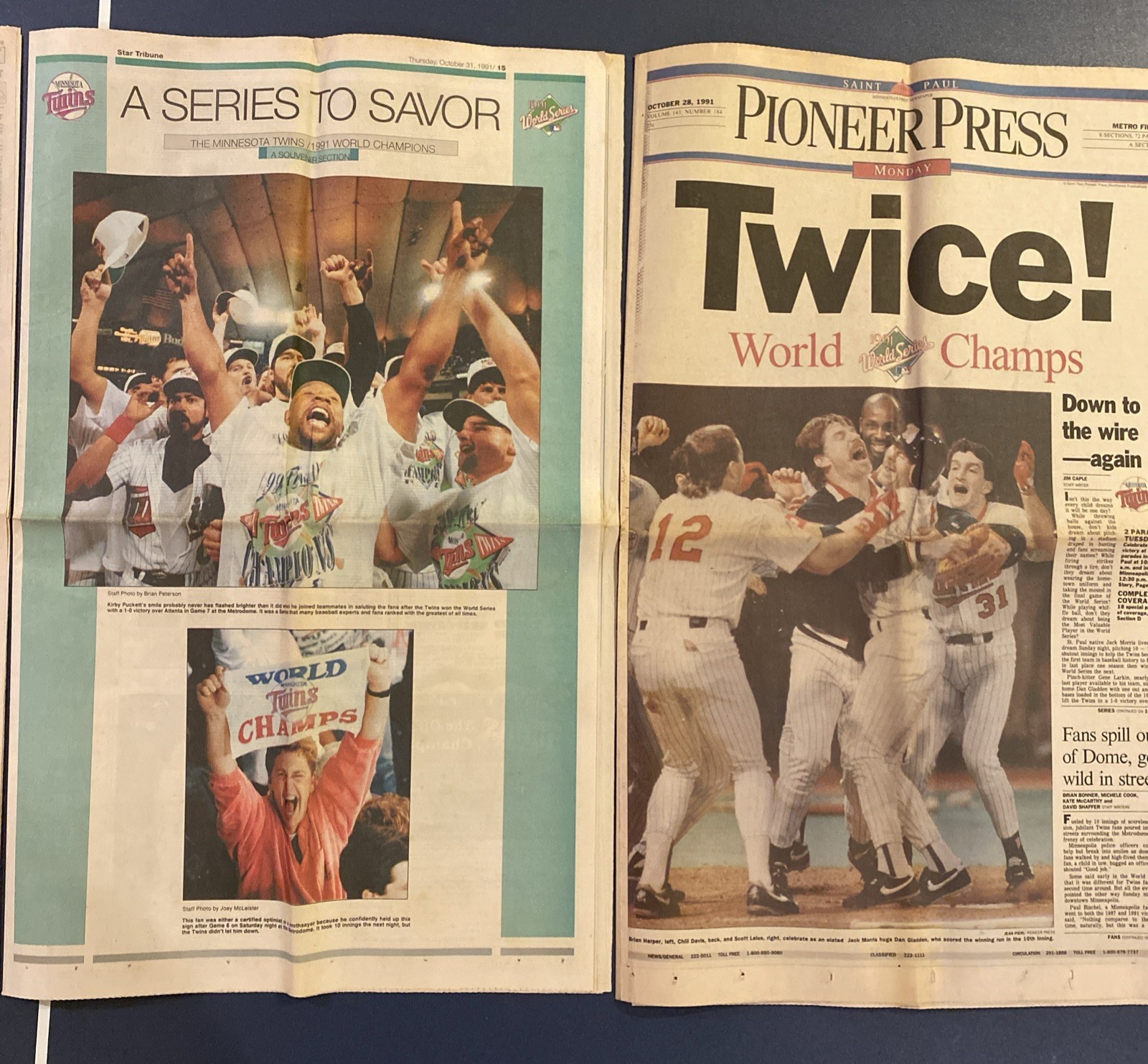 Minnesota Twins 1991 World Series Newspapers StarTribune PioneerPress 4 Sections