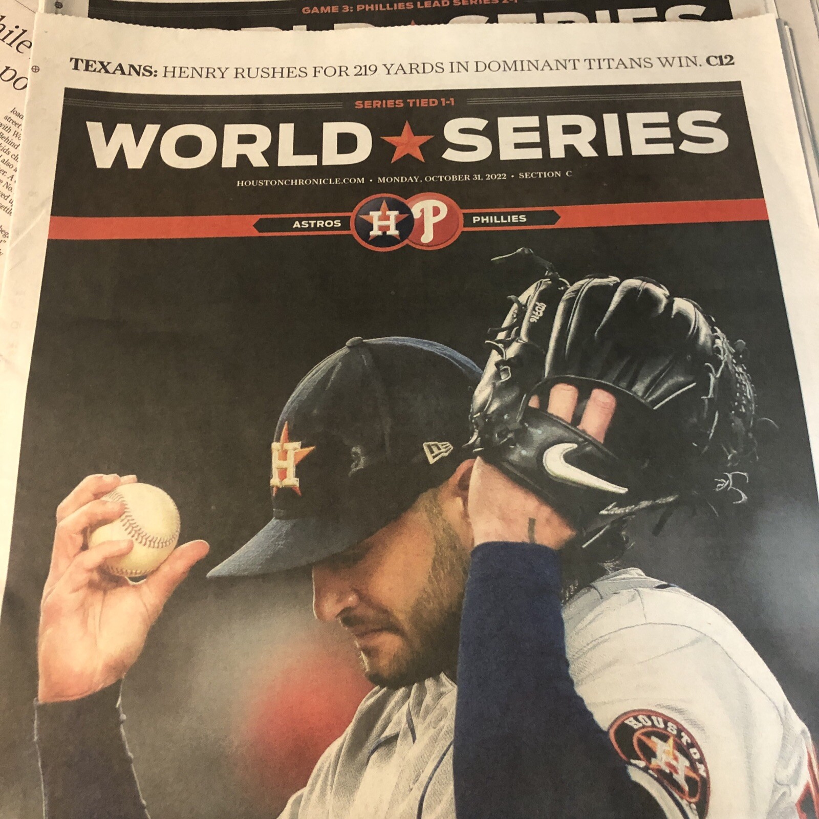 Astros 2022 World Series Houston Chronicle Lot 10/28 to 11/8