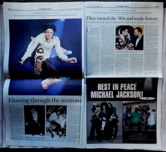 MICHAEL JACKSON Tribute Special Section Los Angeles Times LA Newspaper Memorial