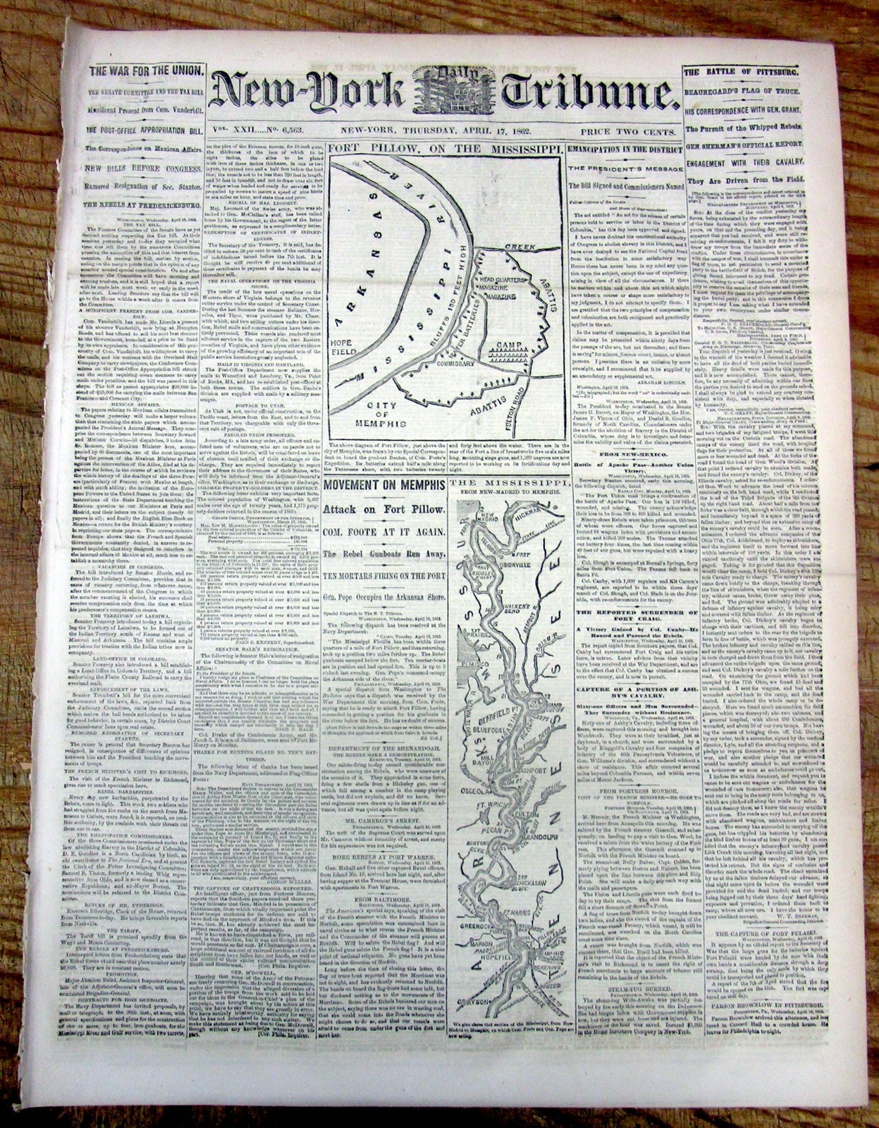 1862 Civil War newspaper BATTLE OF SHILOH Tennessee GEN BEAUREGARD v W T SHERMAN