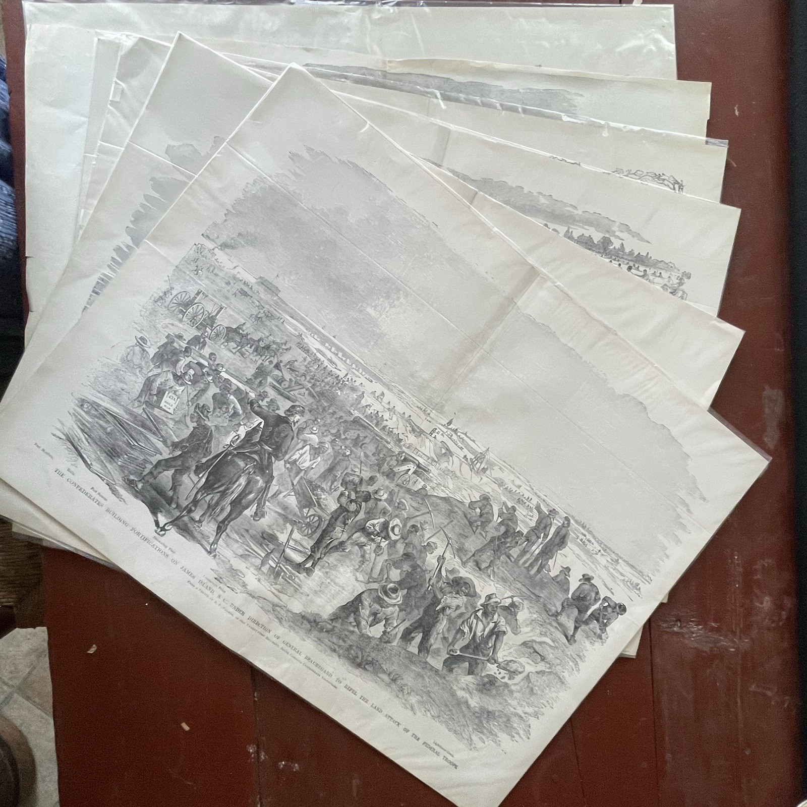 Lot of 7 The Soldier in Our Civil War Newspaper Centerfold Lithographs SC