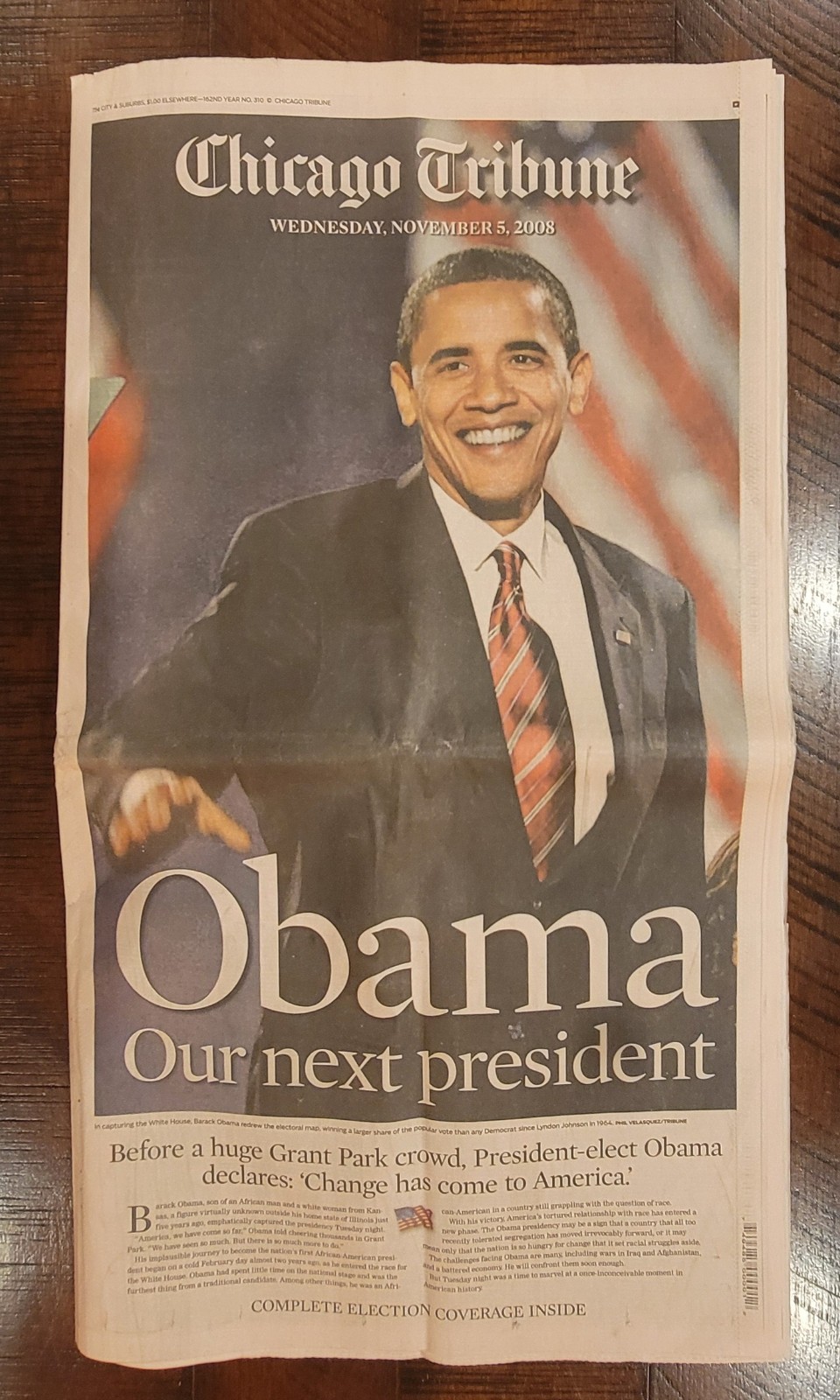 Chicago Tribune Newspaper November 5 2008 Obama Our Next President + extra add