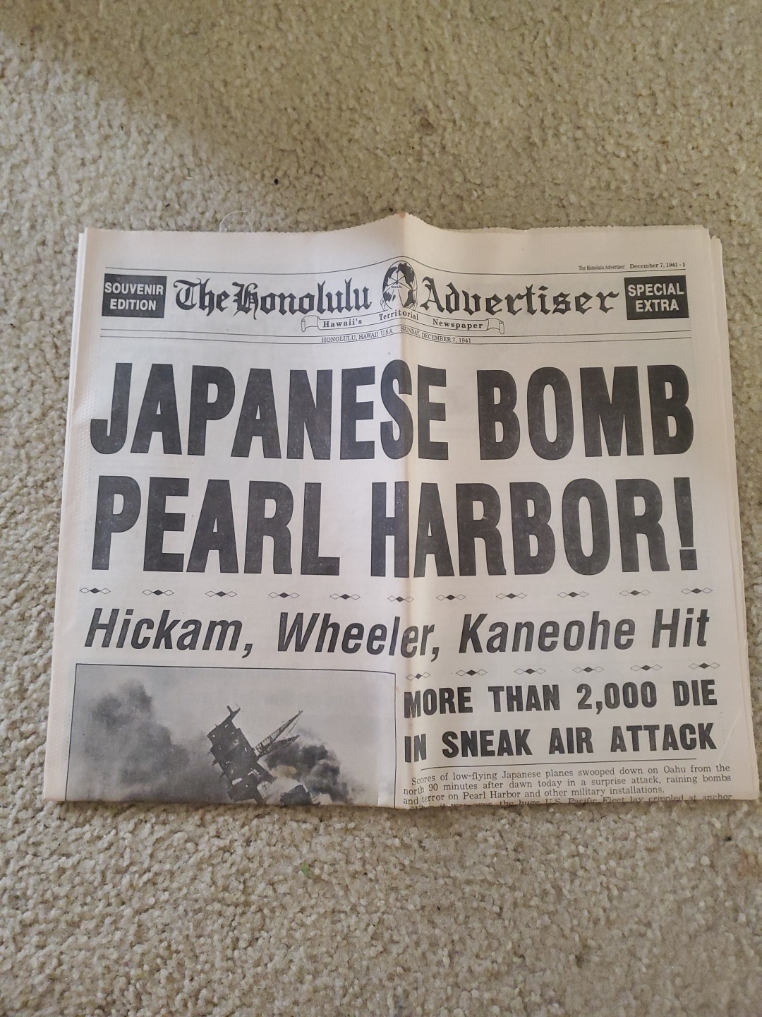 collectible newspaper Honolulu Star Advertiser Special December 7 1941 Newspaper
