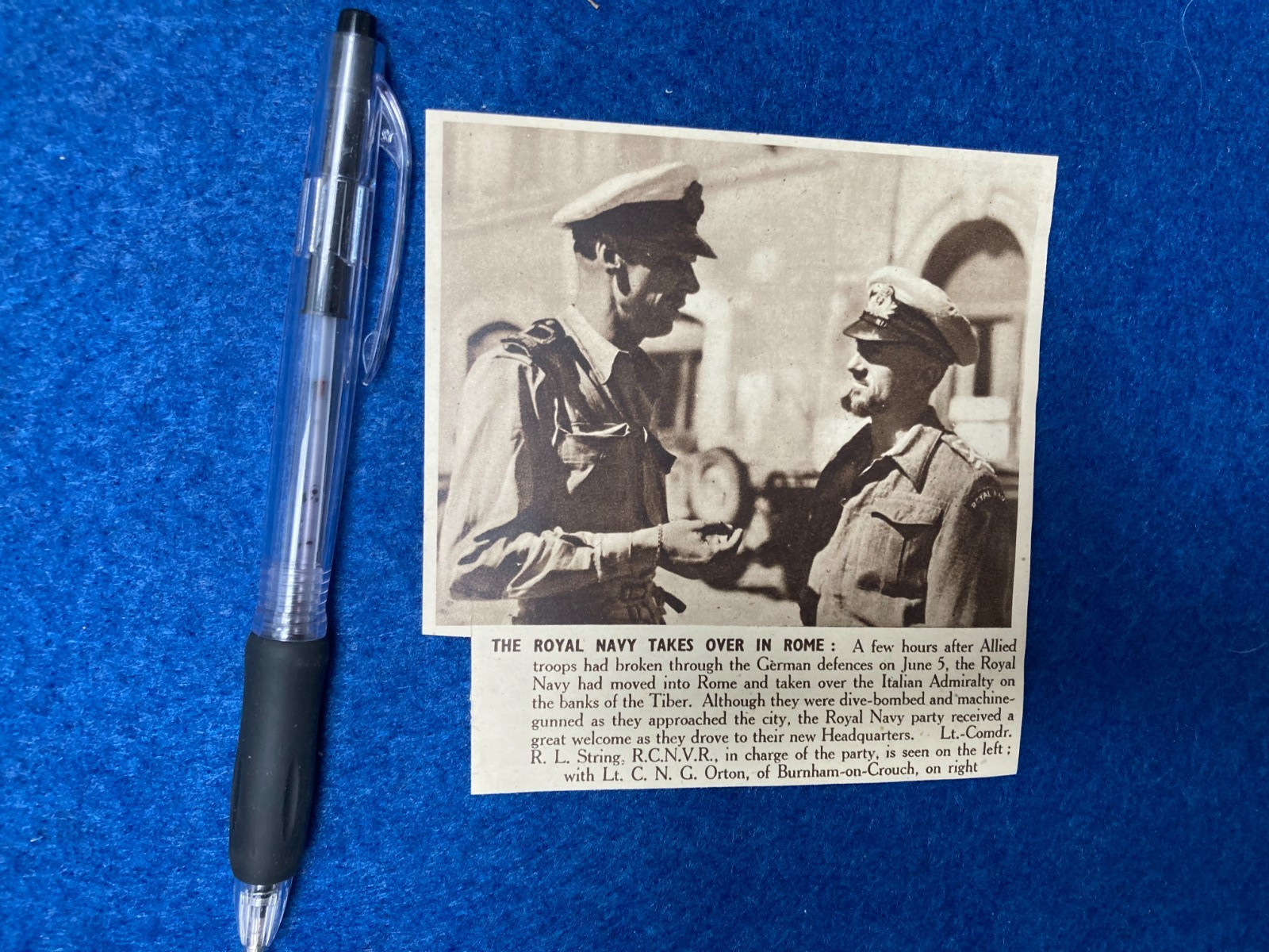 JULY 1944 WW2 Abstract Cutting 9/9 cm Lt. Christopher N. C. Orton, R.N.V.R.