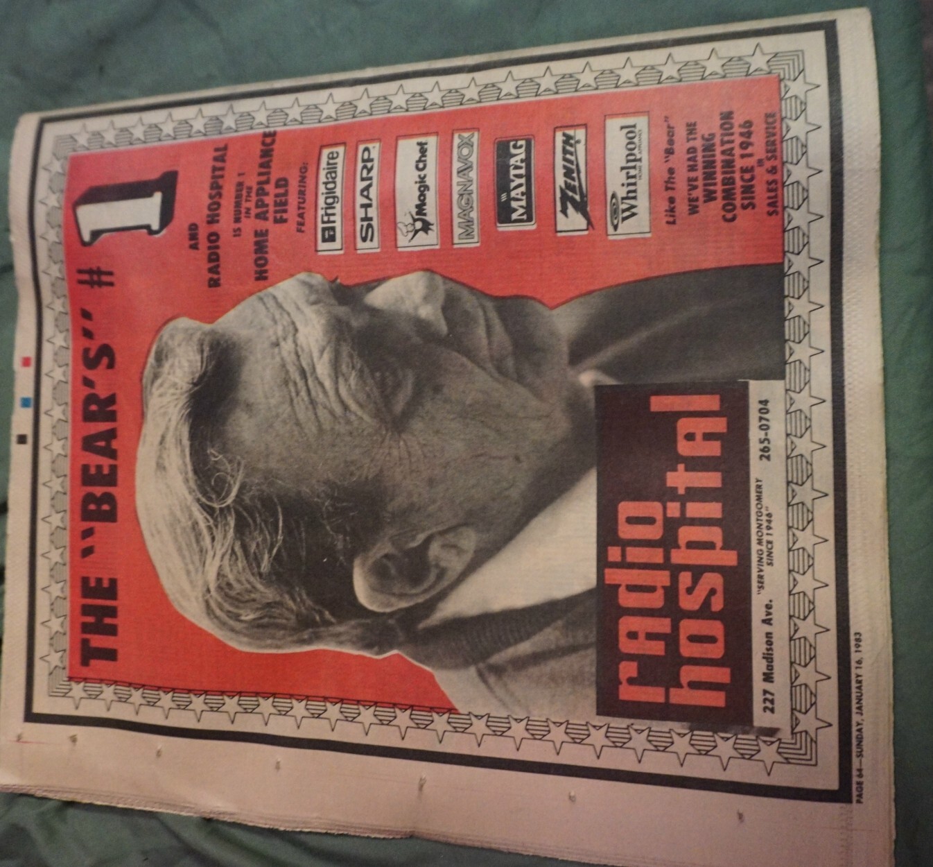 Paul Bear Bryant THE LIVING LEGEND 1945 -1982 supplement (Loc = Bk case shelf A)