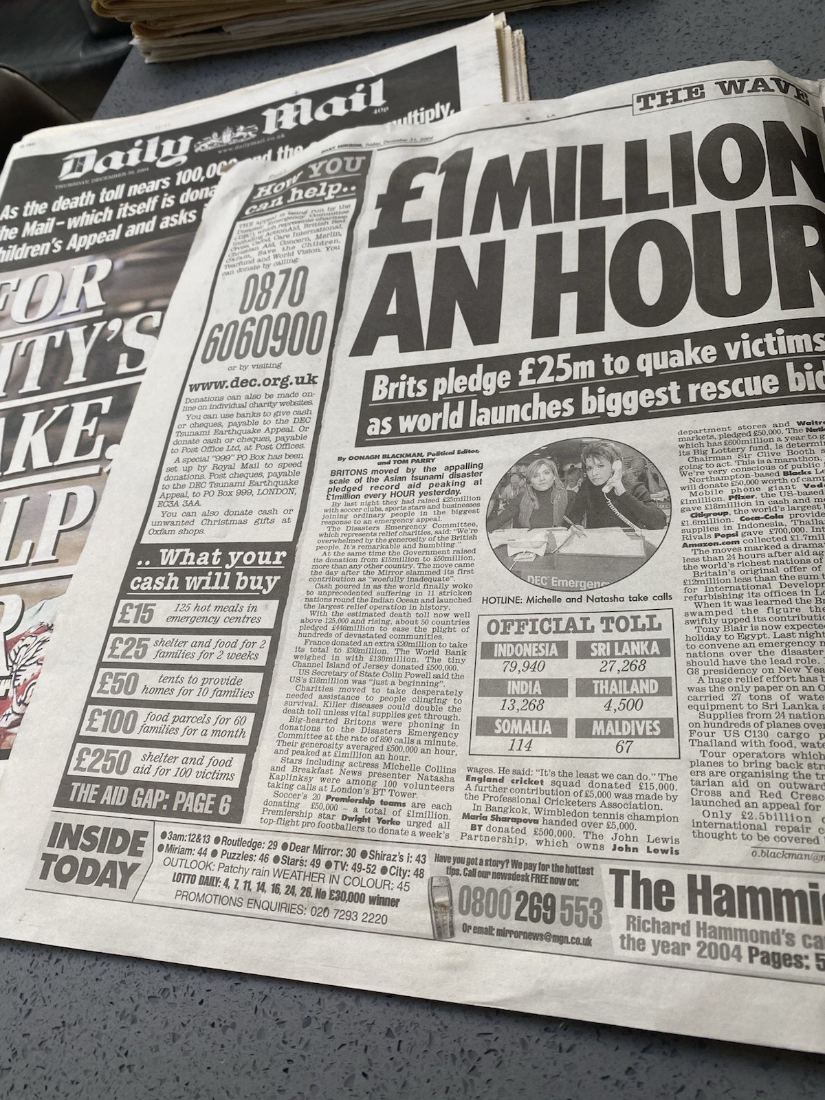 Daily Mail Mirror Newspaper December 2004 Asian Tsunami Disaster