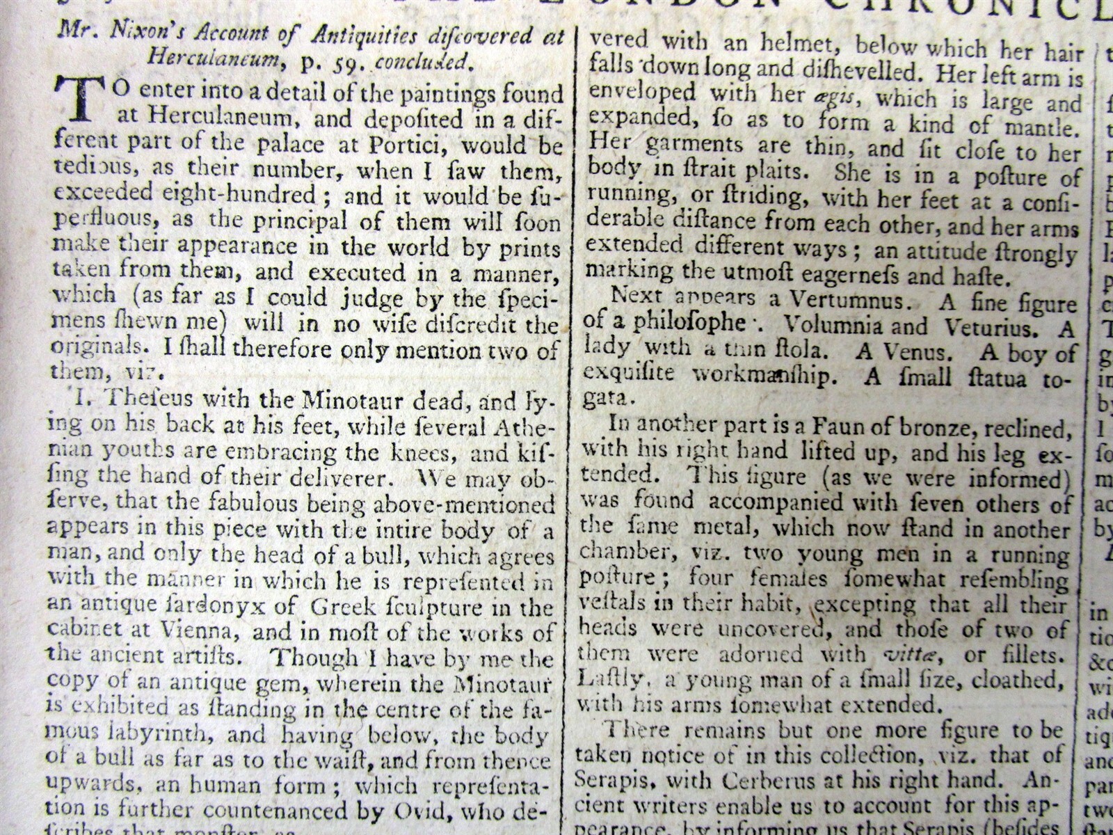 2 1758 newspapers w details of The ARCHEOLOGICAL discoveries HECULANEUM in ITALY