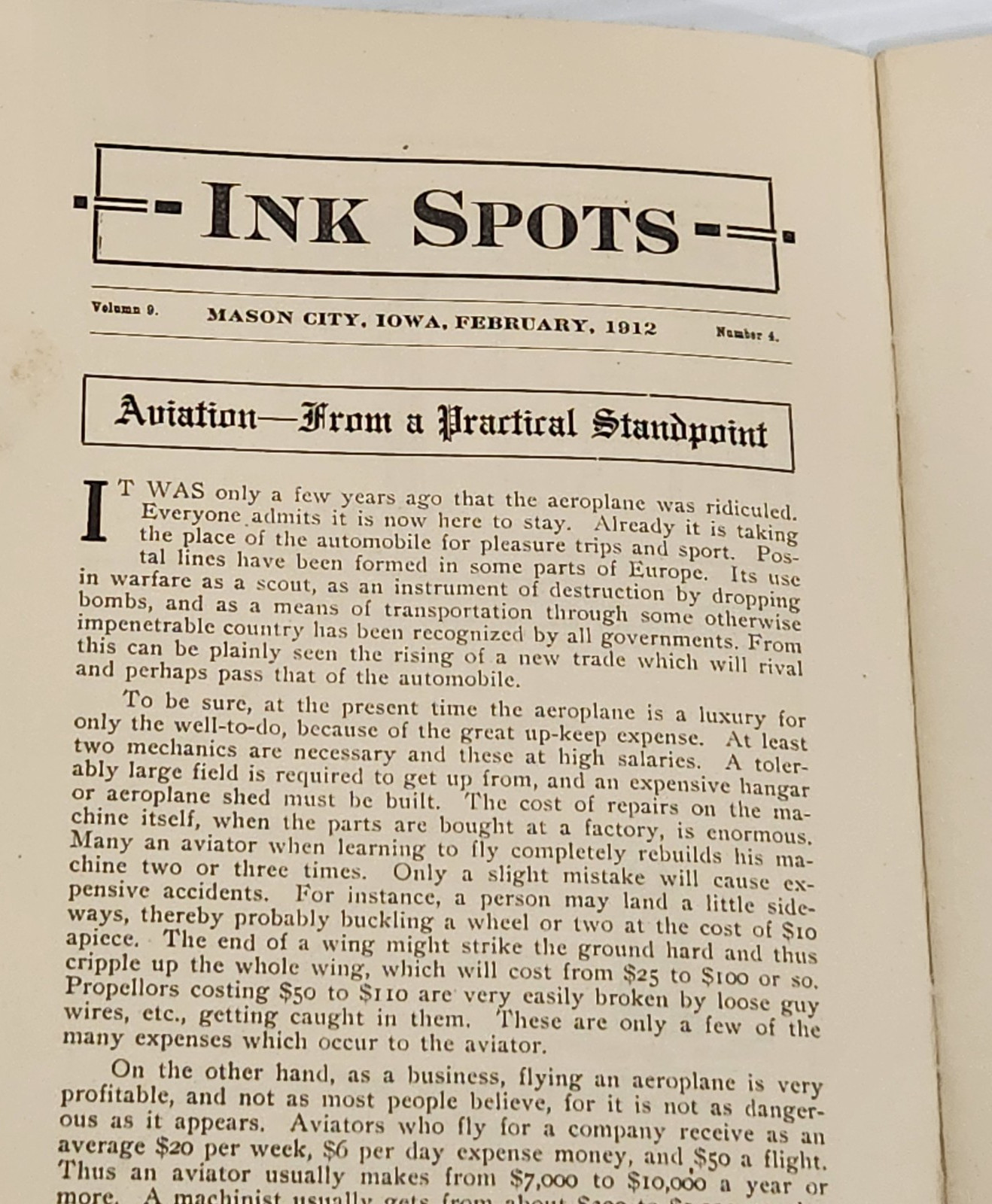 Vintage Feb 1912 Ink Spots Mason City Iowa High School Student Newspaper Ads