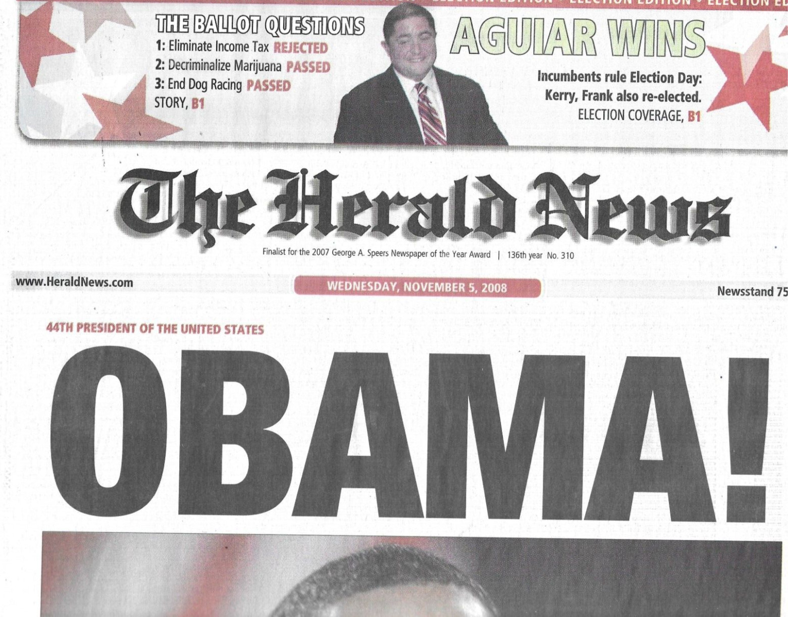 Herald News Newspaper President Barack Obama November 5 2008 Newsstand Copy