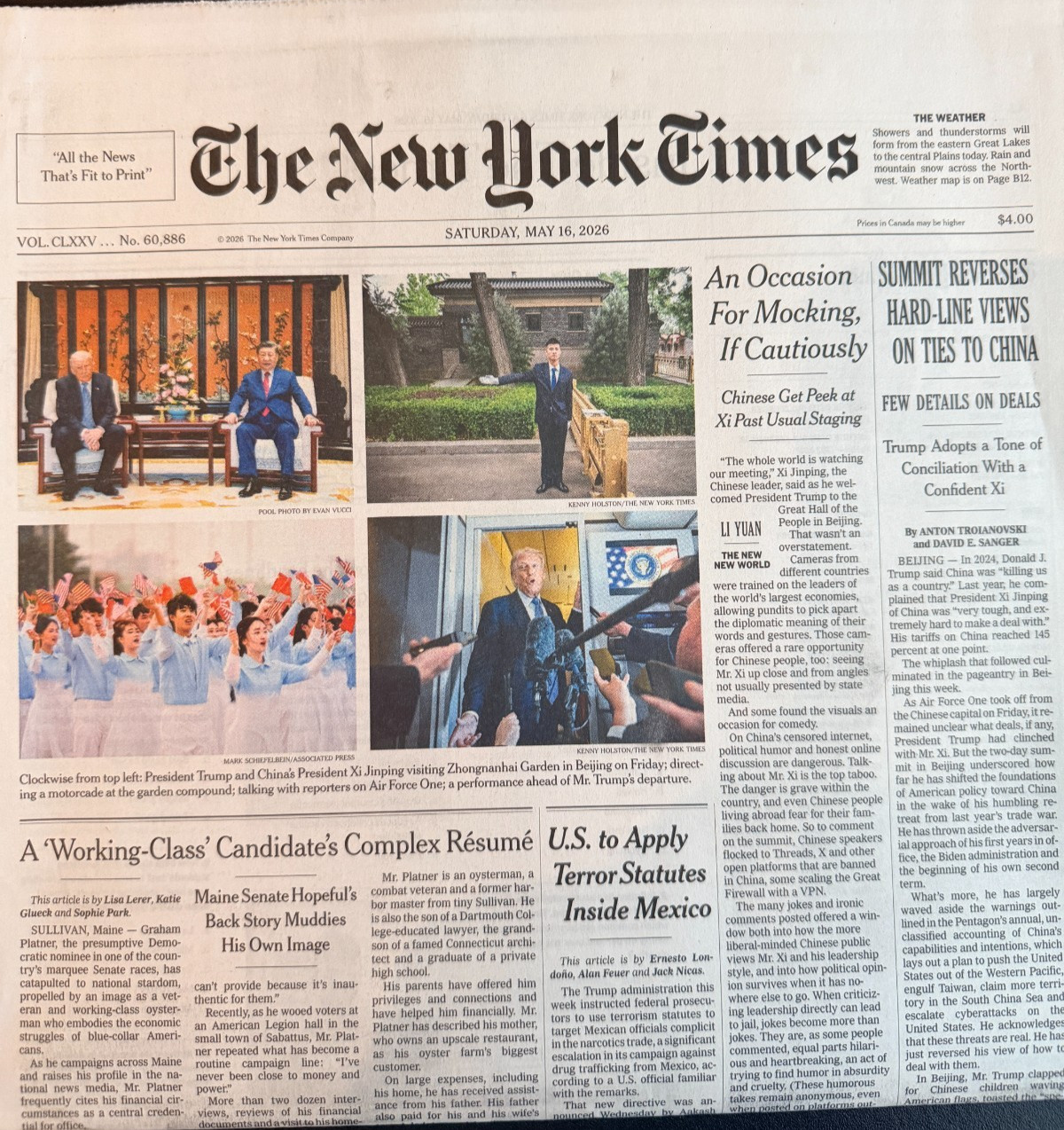 The New York Times Newspaper May 16 2026 In Cuba Short on Fuel and Hope UNREAD
