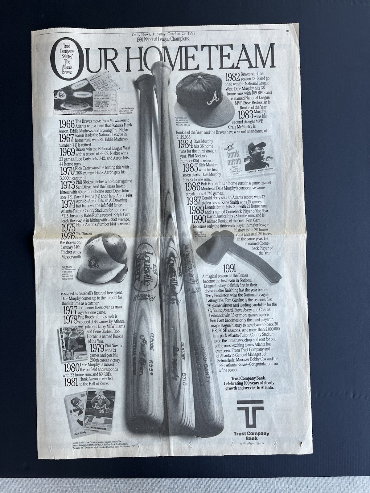 1991 & 1992 Atlanta Braves Baseball Newspapers/ National League Champions