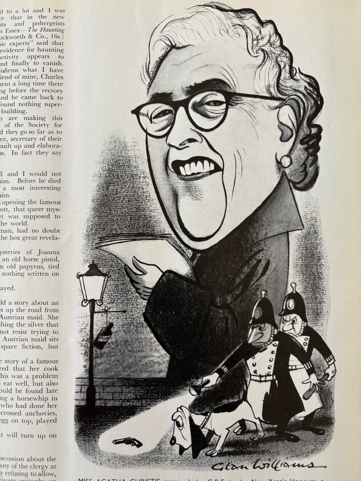 Agatha Christie Author Glan Williams Caricature Vintage The Tatler Magazine 1956