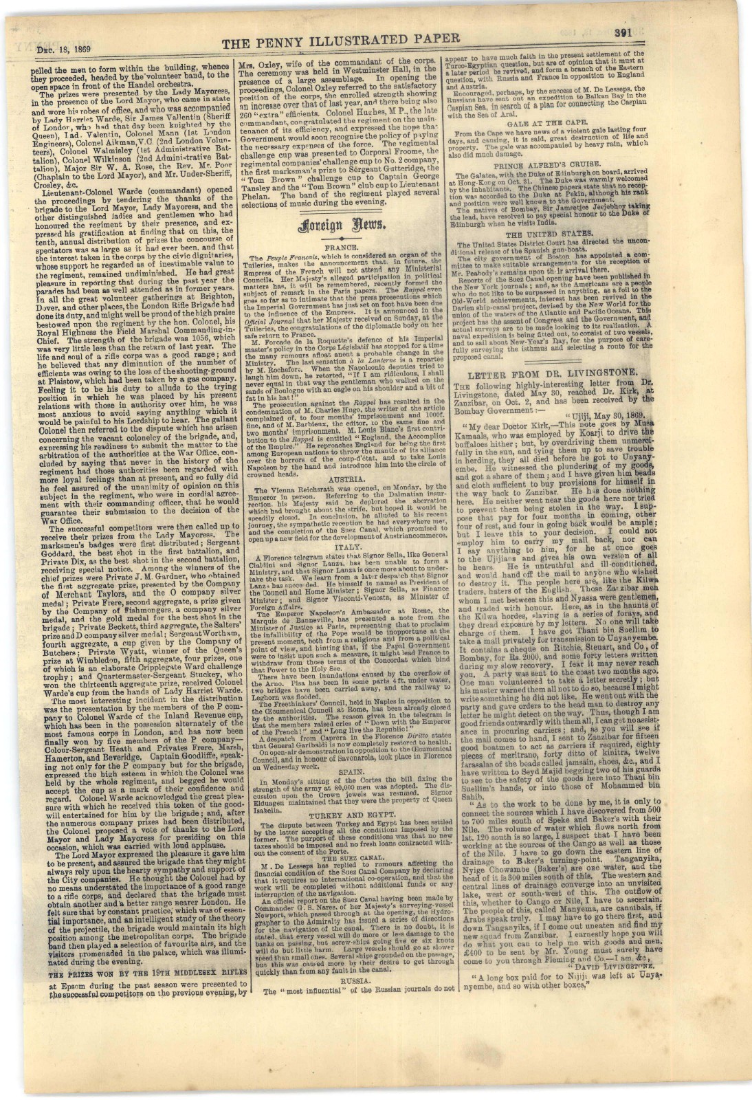 1869 Penny Ilustrated Paper, Devon Savages, NY Richardson Tragedy,Irish Troubles