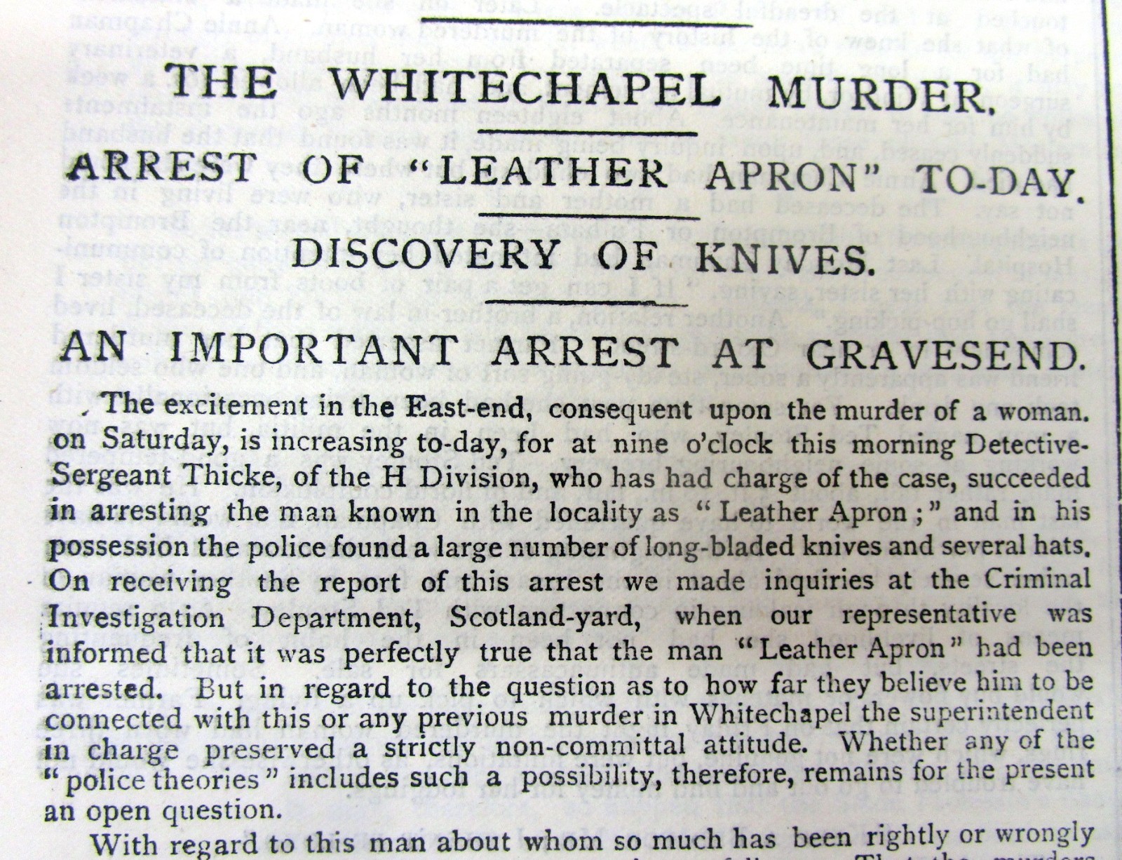 Rare 1888 British newspaper JACK THE RIPPER Whitechapel killer ANNIE CHAPMAN
