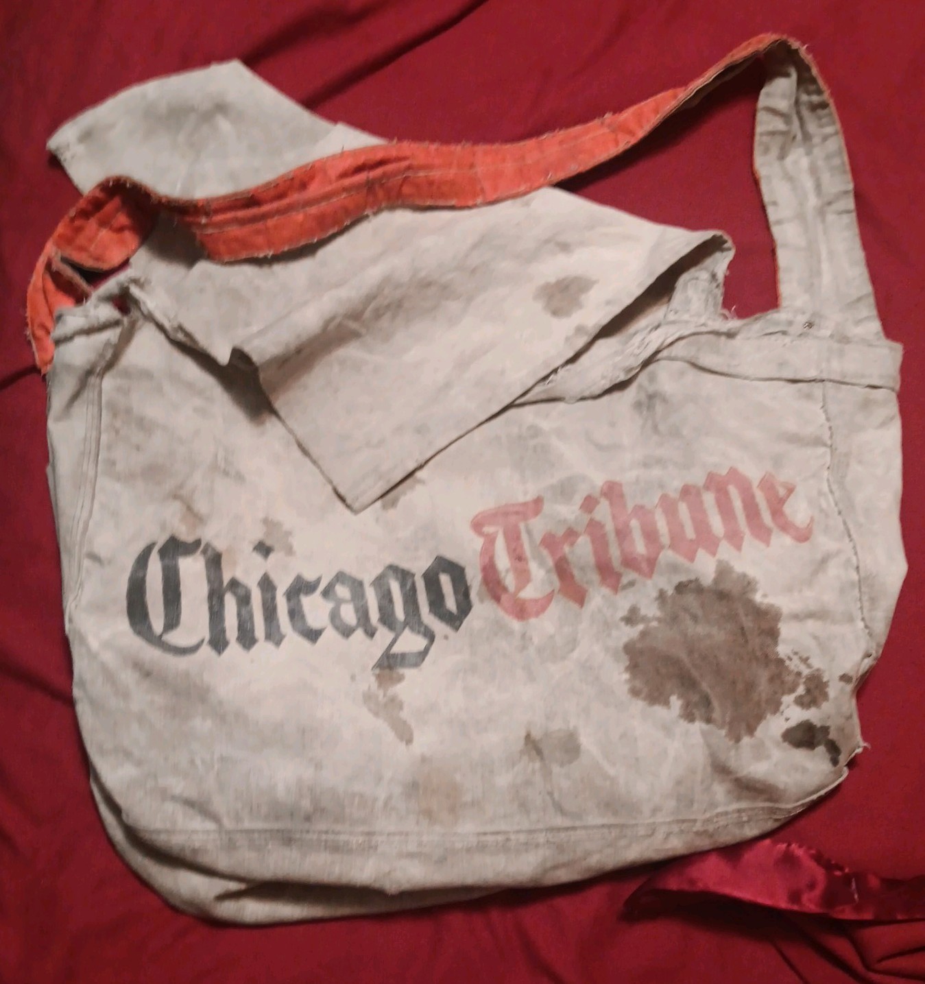 Vintage CHICAGO TRIBUNE Newsboy Newspaper Mail Carrier Bag Made of Heavy Canvas