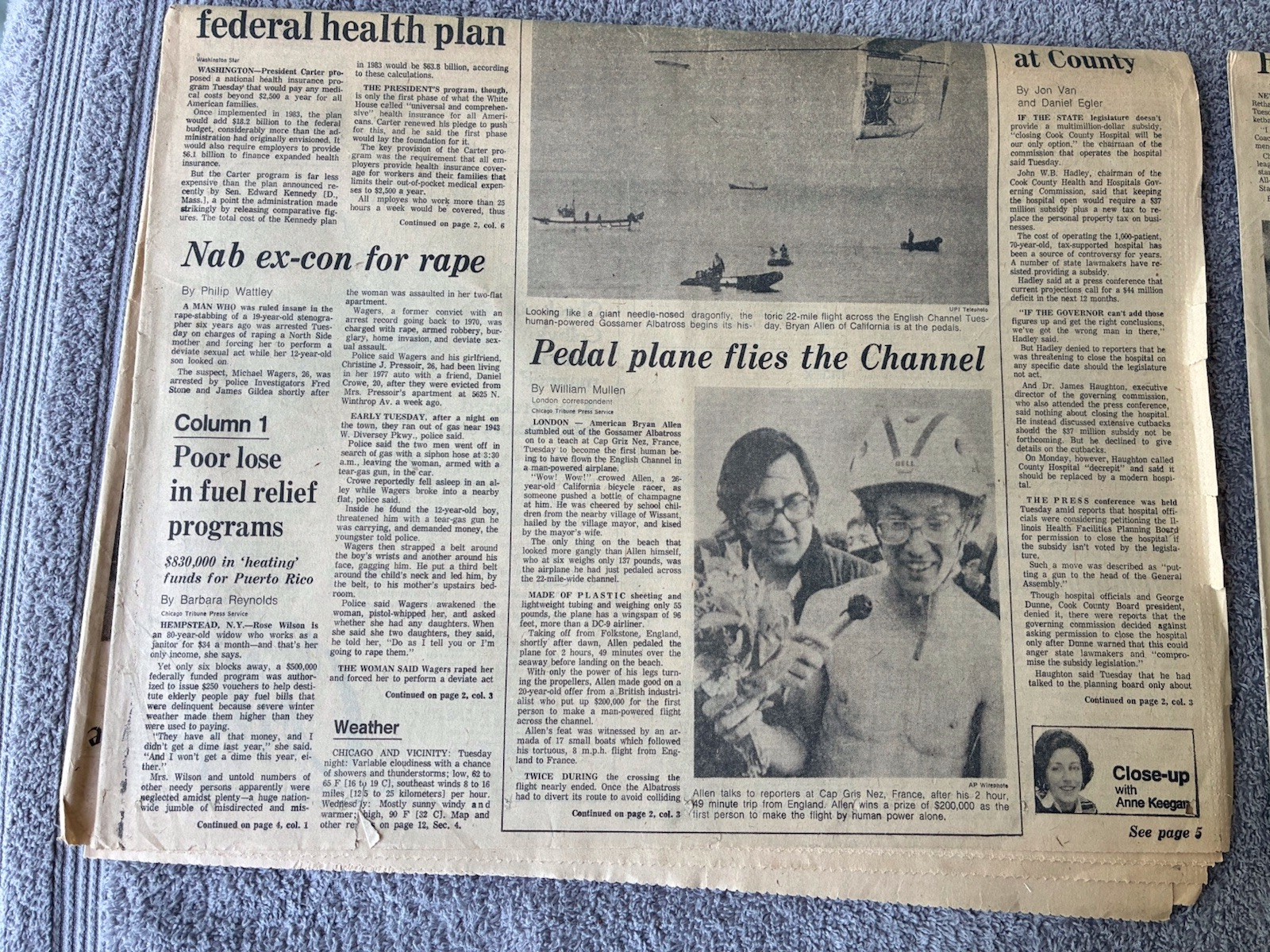 2~SECTIONS OF CHICAGO TRIBUNE NEWSPAPER RE: DEATH OF “THE DUKE” JOHN WAYNE~1979