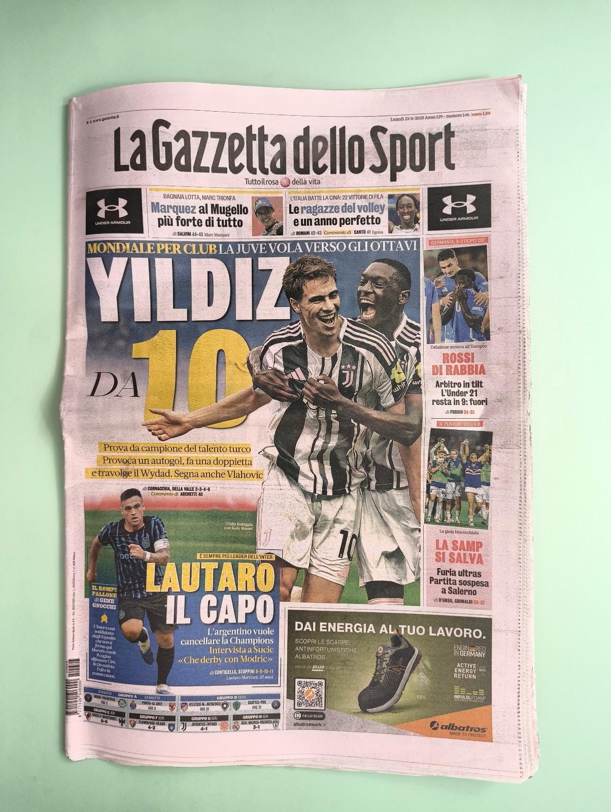 Gazzetta dello Sport 23 June 2025 Yildiz Juventus World Club INTER