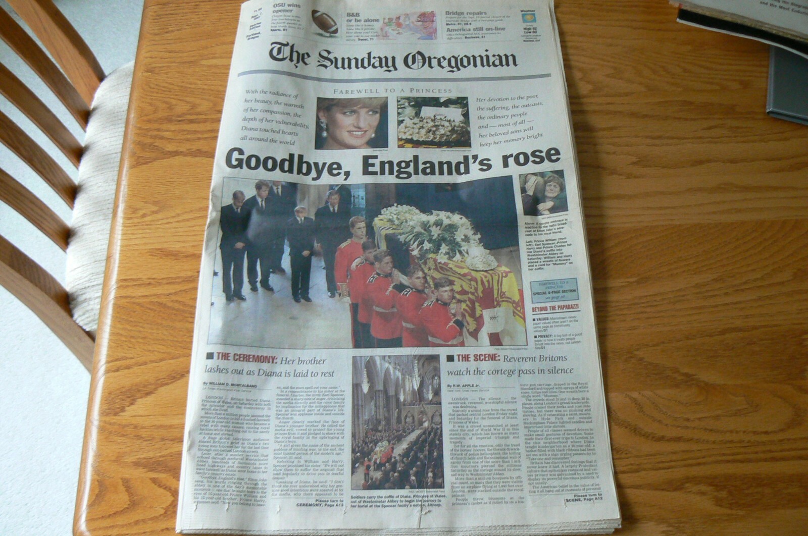 Princess Diana Goodbye England’s Rose -Sept. 7, 1997 Oregonian Portland Oregon