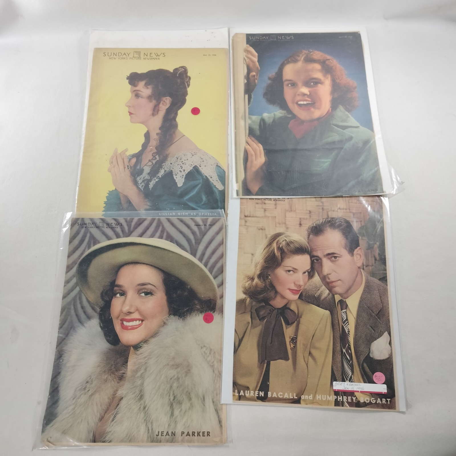 Vintage Lot of 27 Sunday News Covers 1940s Hollywood Actresses
