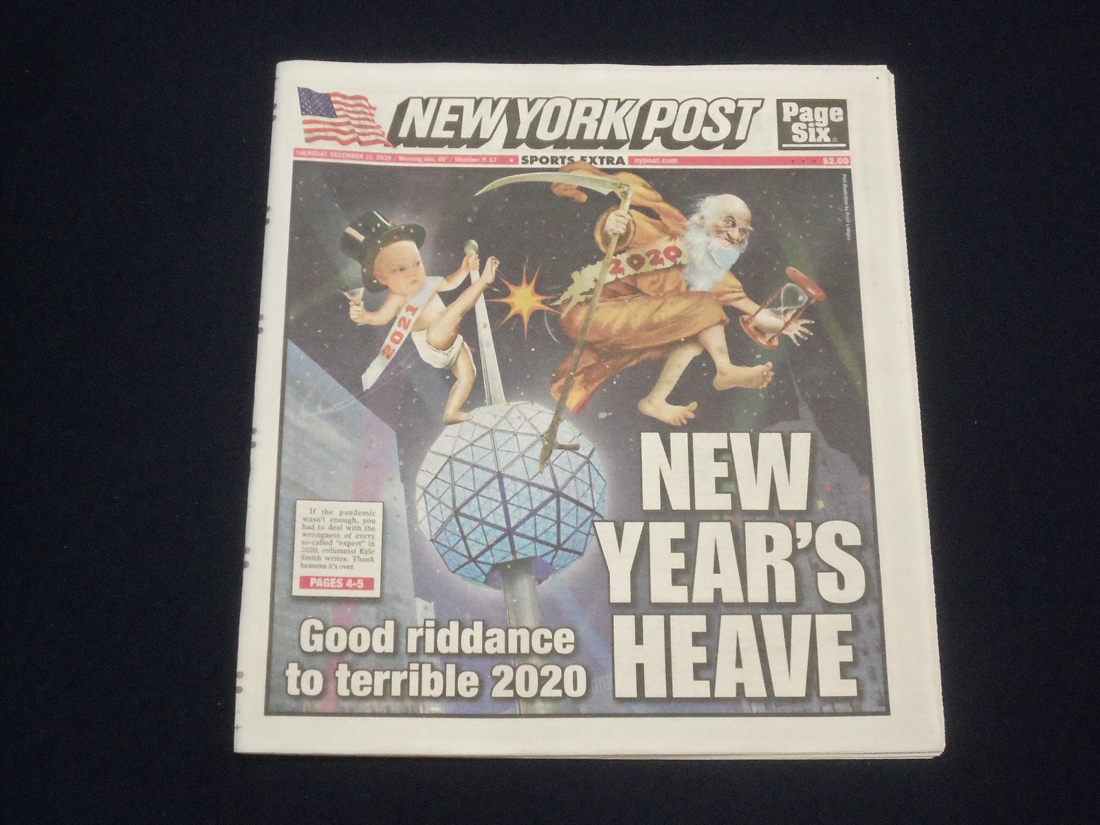 2020 DECEMBER 31 NEW YORK POST NEWSPAPER – NEW YEAR’S HEAVE – GOOD RIDDANCE 2020