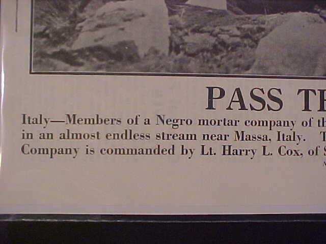 VINTAGE NEWSPAPER HEADLINE ~WORLD WAR 2 USA NEGRO SOLDIERS NAZI BATTLE WWII 1944