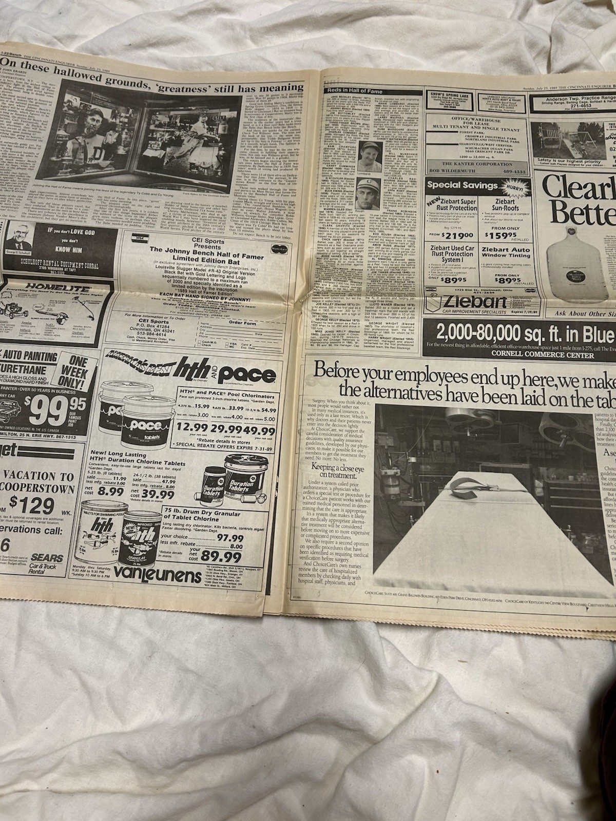 The Cincinnati Enquirer July 23, 1989 Johnny Bench’s into Baseball Hall of Fame